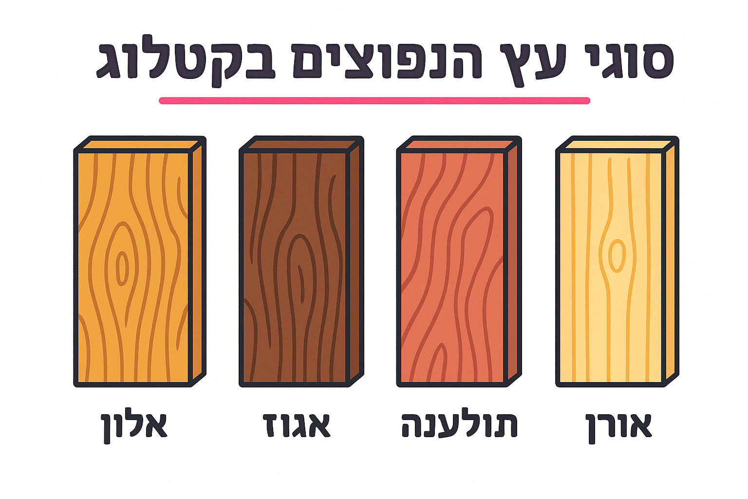 סוגי העץ הנפוצים בקטלוג