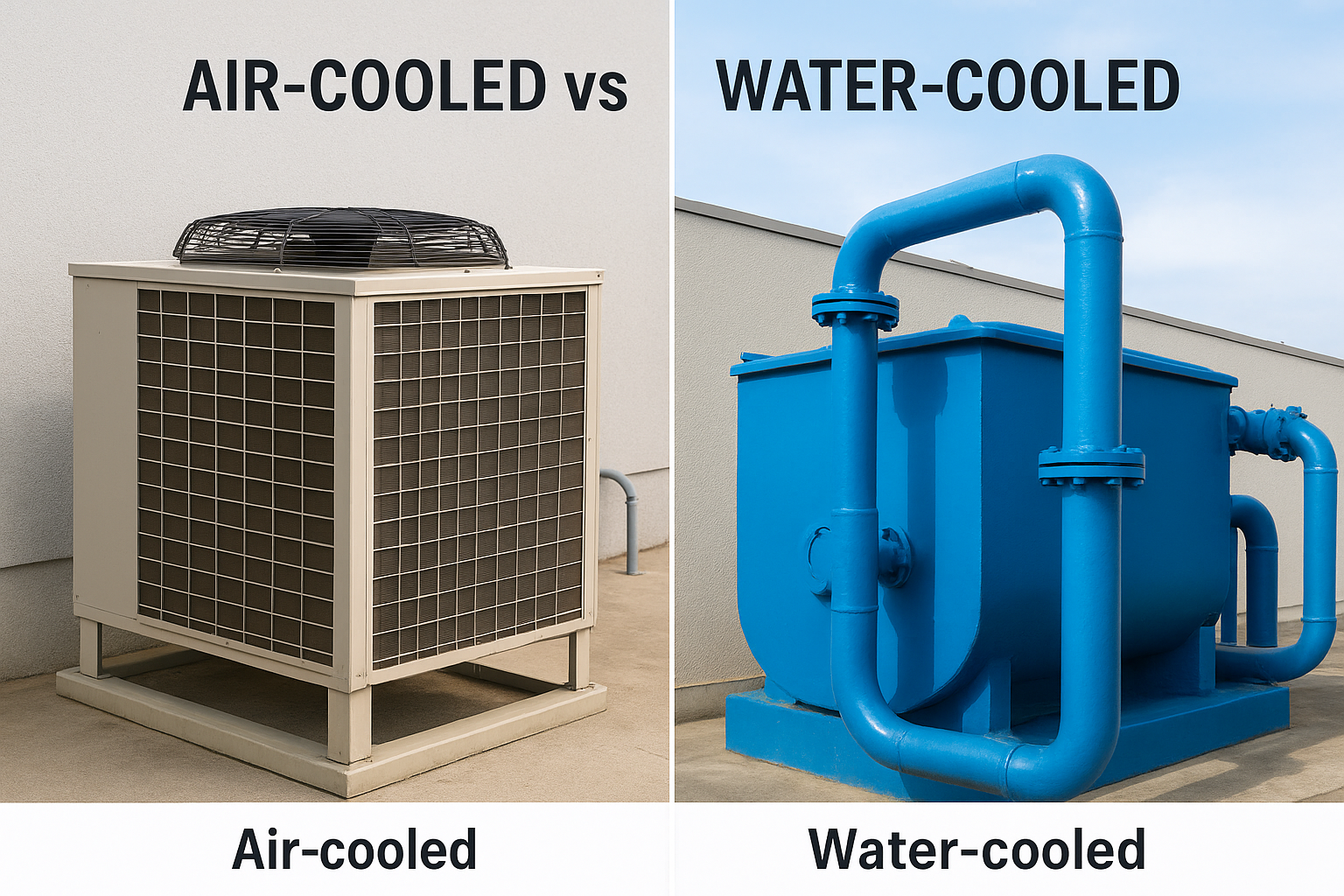 Air-cooled vs water-cooled condensers