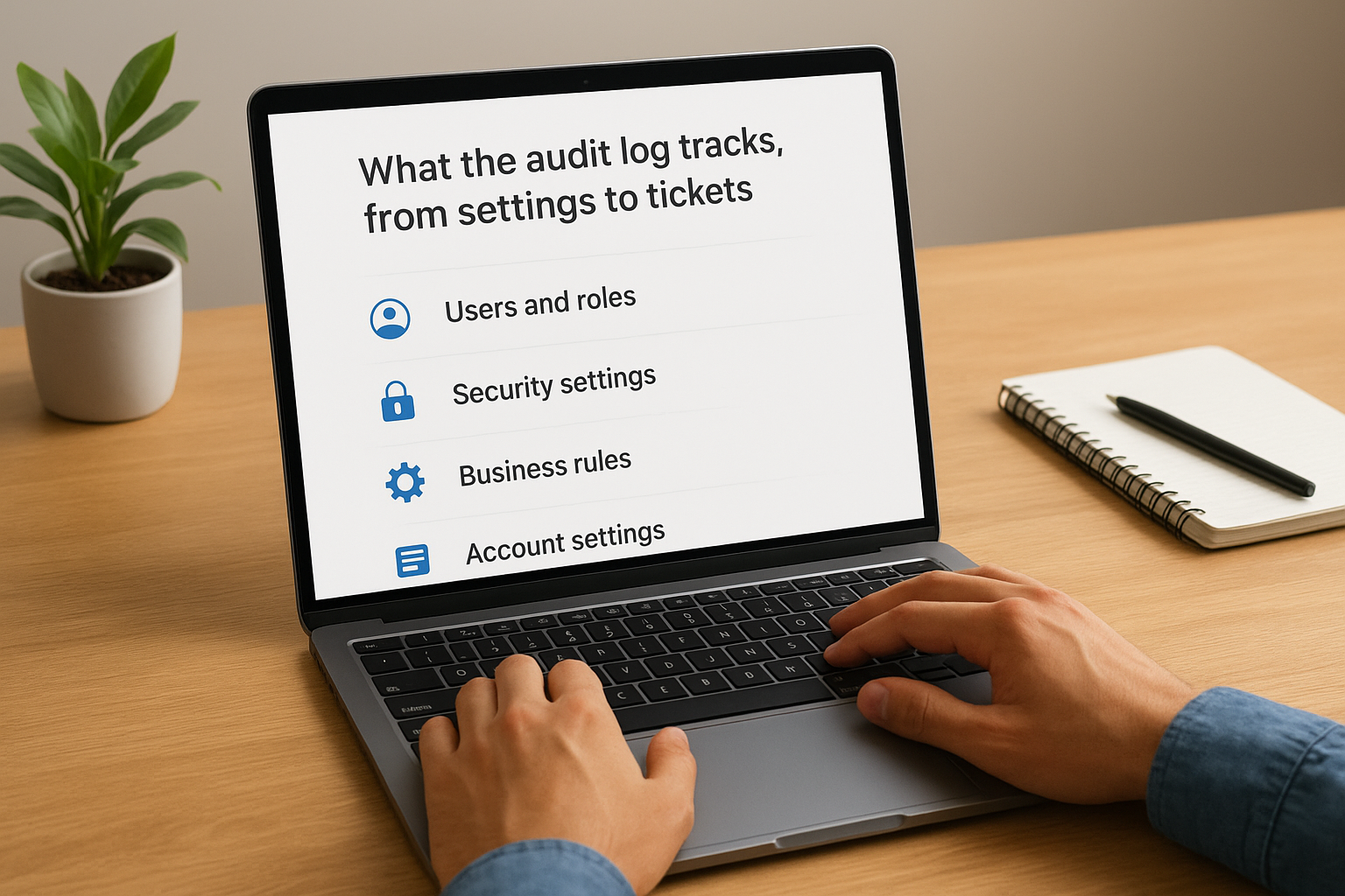 What the audit log tracks, from settings to tickets