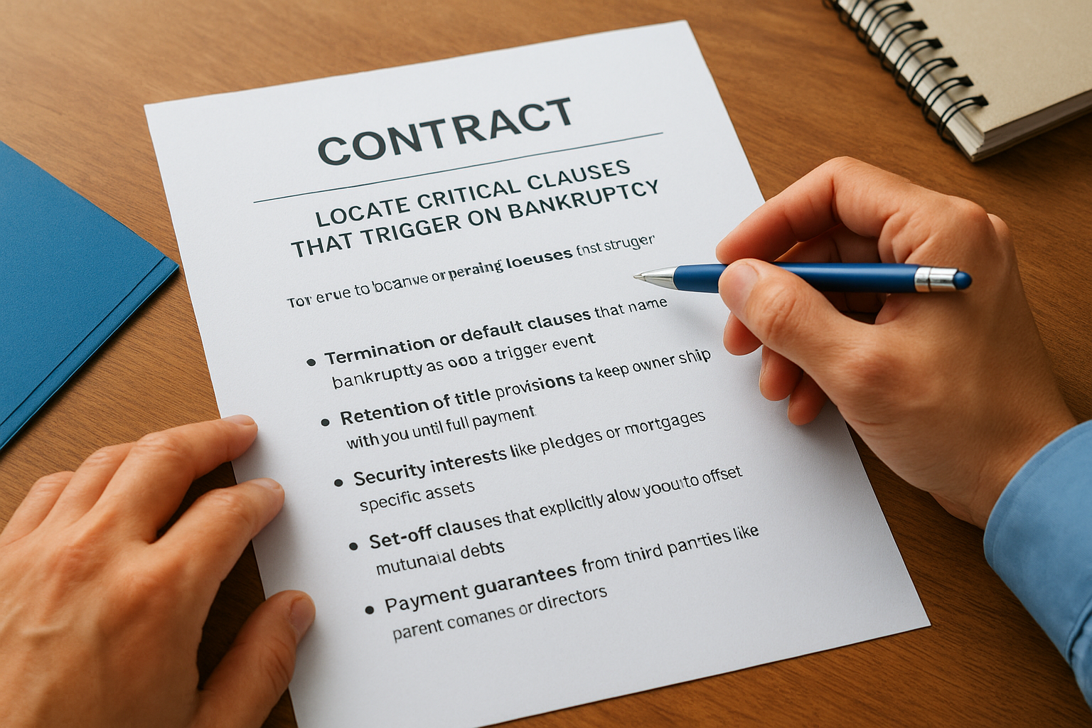 Your Contract Partner’s Bankruptcy: Consequences and Actions 2 Locate critical clauses that trigger on bankruptcy