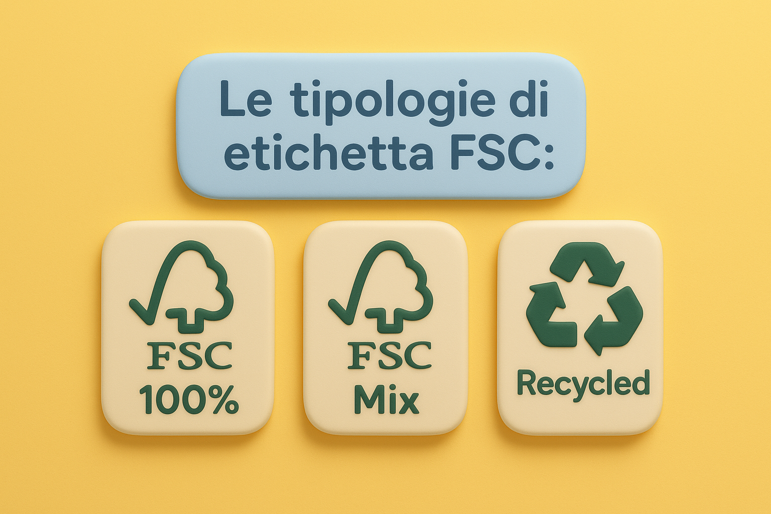 Le tipologie di etichetta FSC: 100%, Mix e Recycled