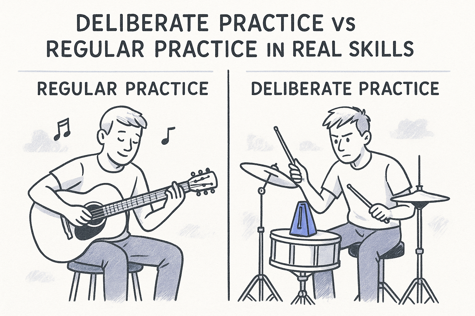 Deliberate practice vs regular practice in real skills