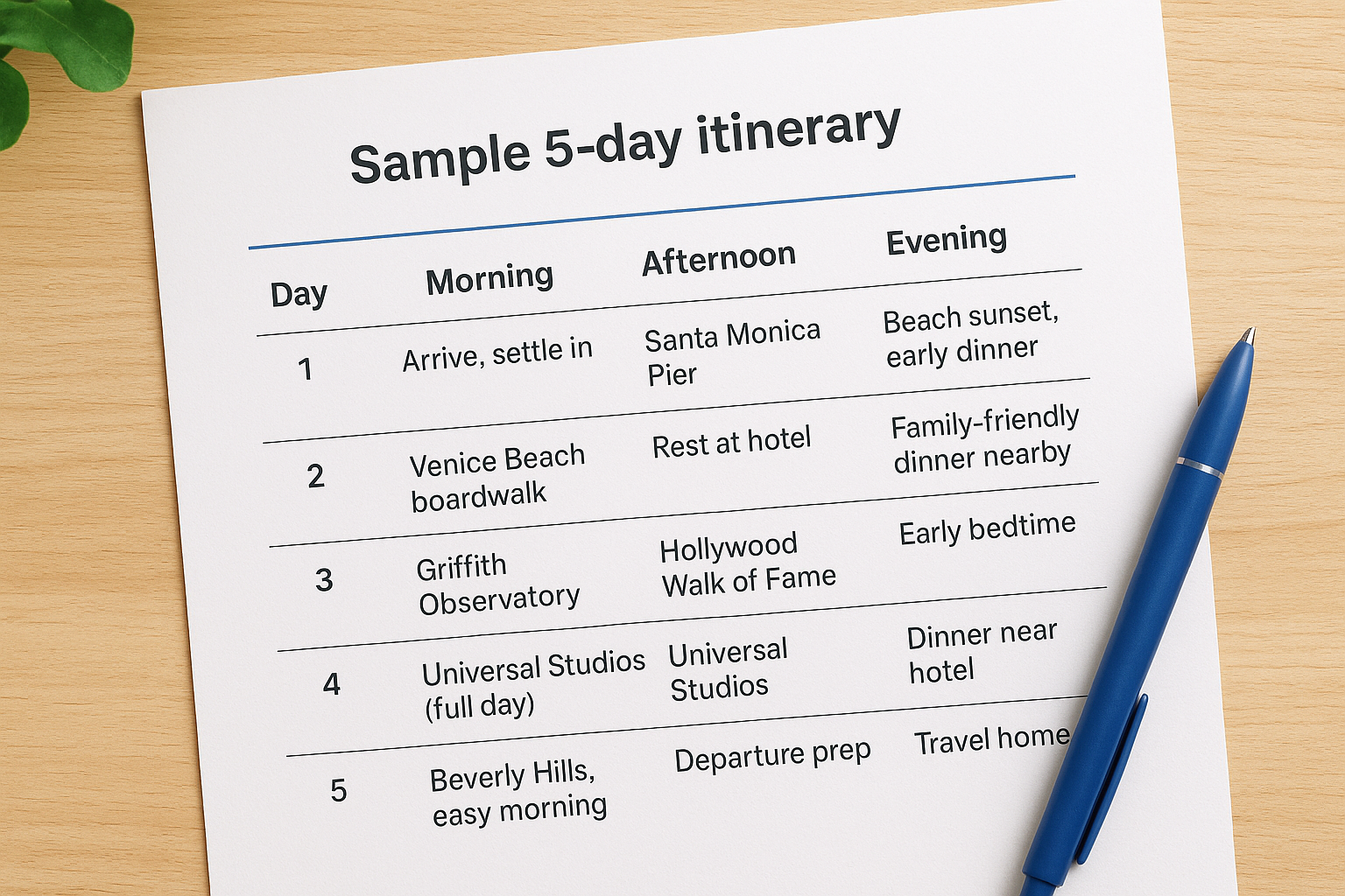 Sample 5-day itinerary
