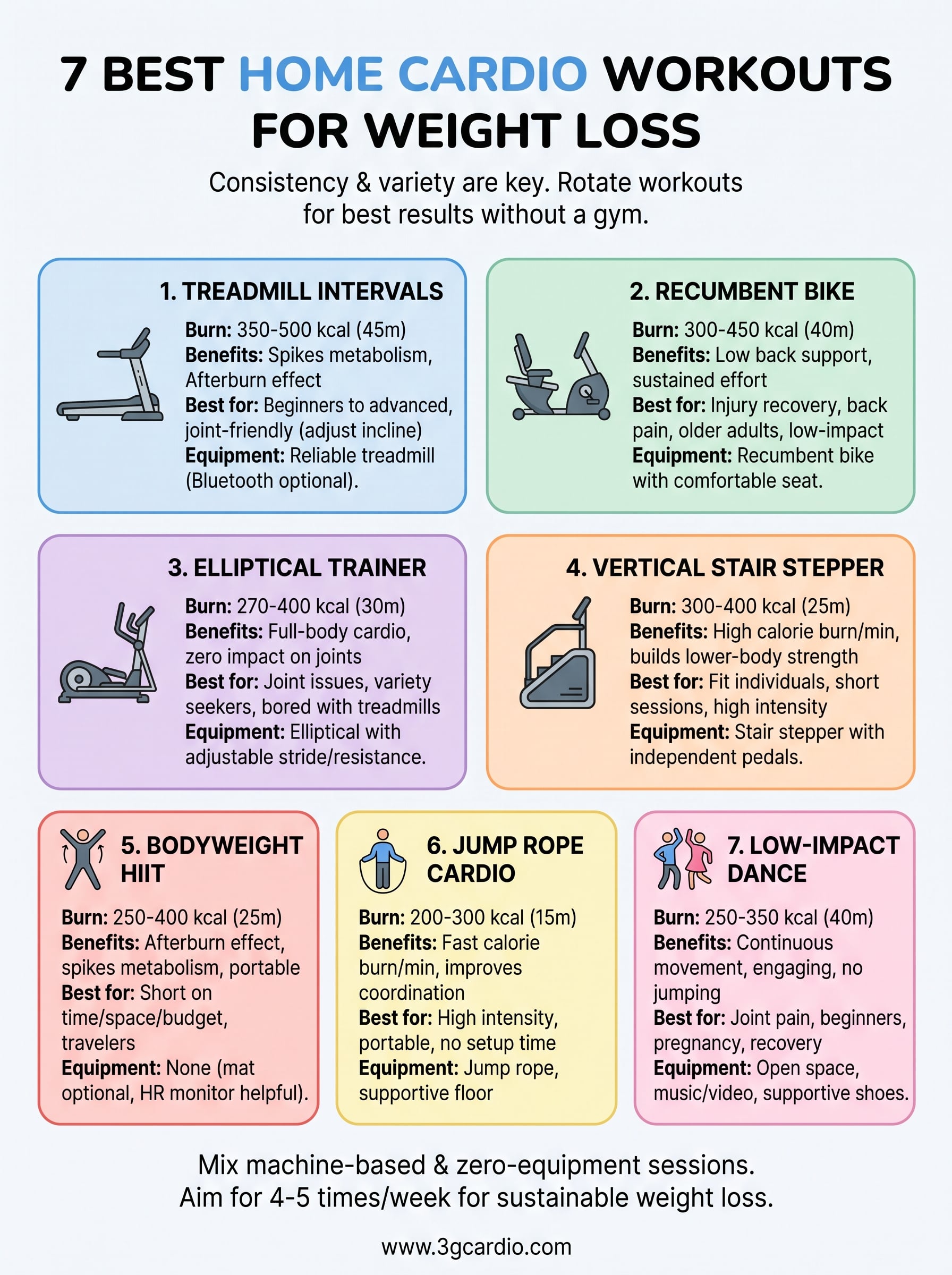 home cardio workout for weight loss infographic