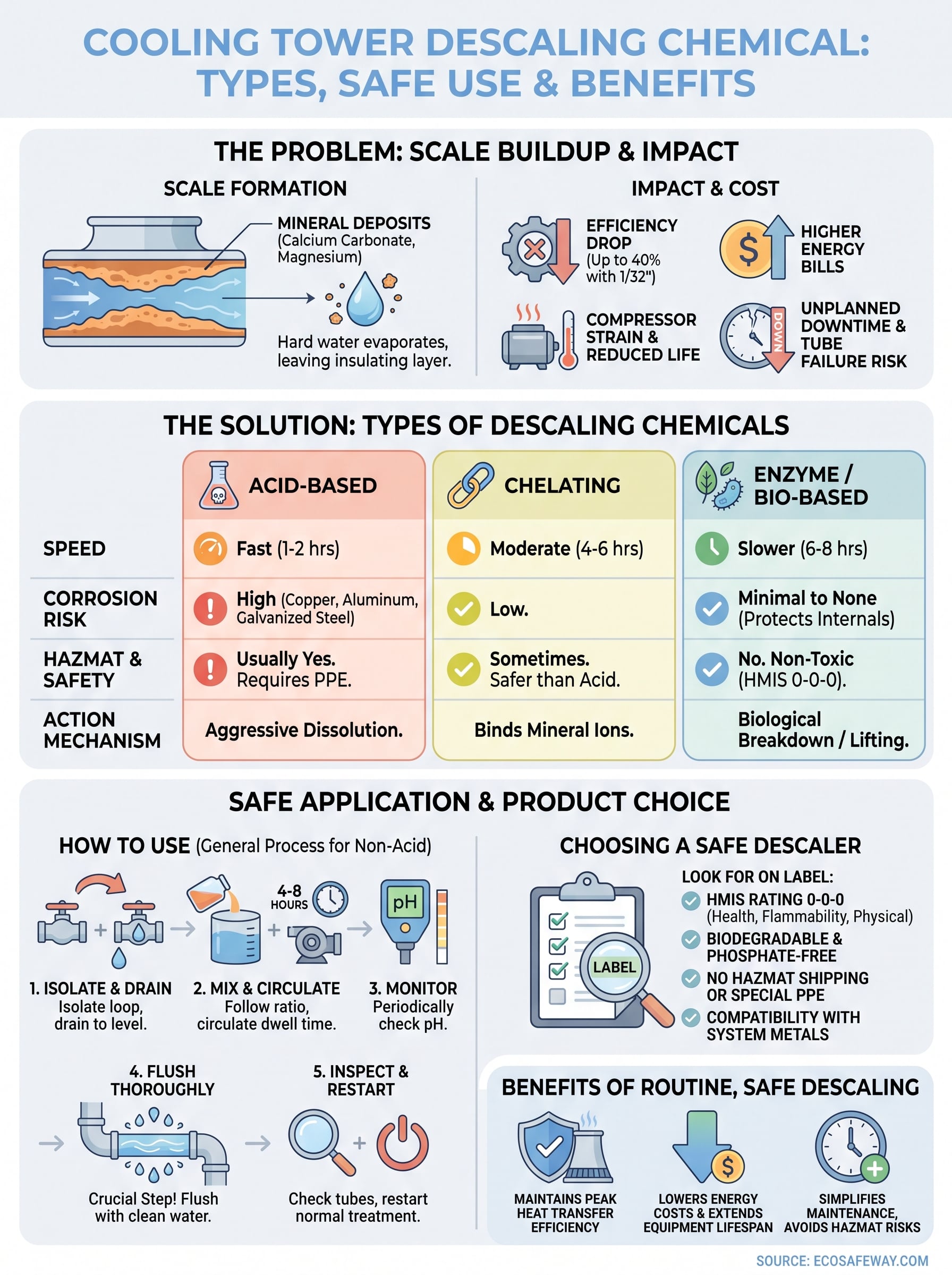 cooling tower descaling chemical infographic