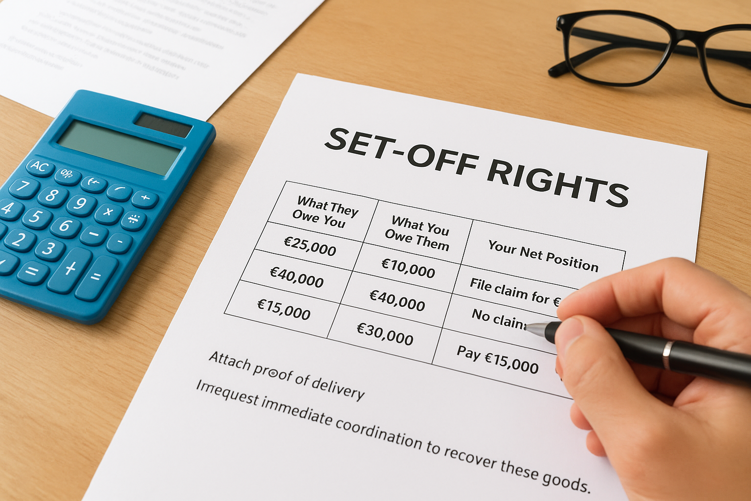 Your Contract Partner’s Bankruptcy: Consequences and Actions 4 Use set-off rights to reduce your loss