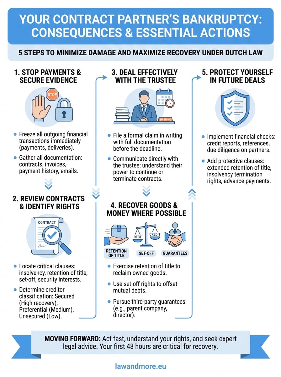 Your Contract Partner’s Bankruptcy: Consequences and Actions 5 the consequences of your contract partner’s bankruptcy: what can you do? infographic