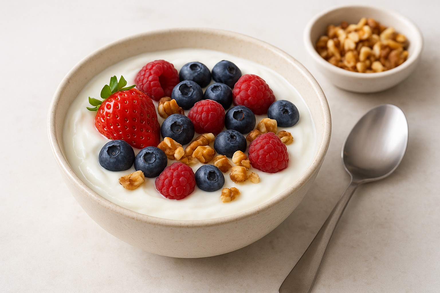 1. Greek yogurt with berries and chopped nuts