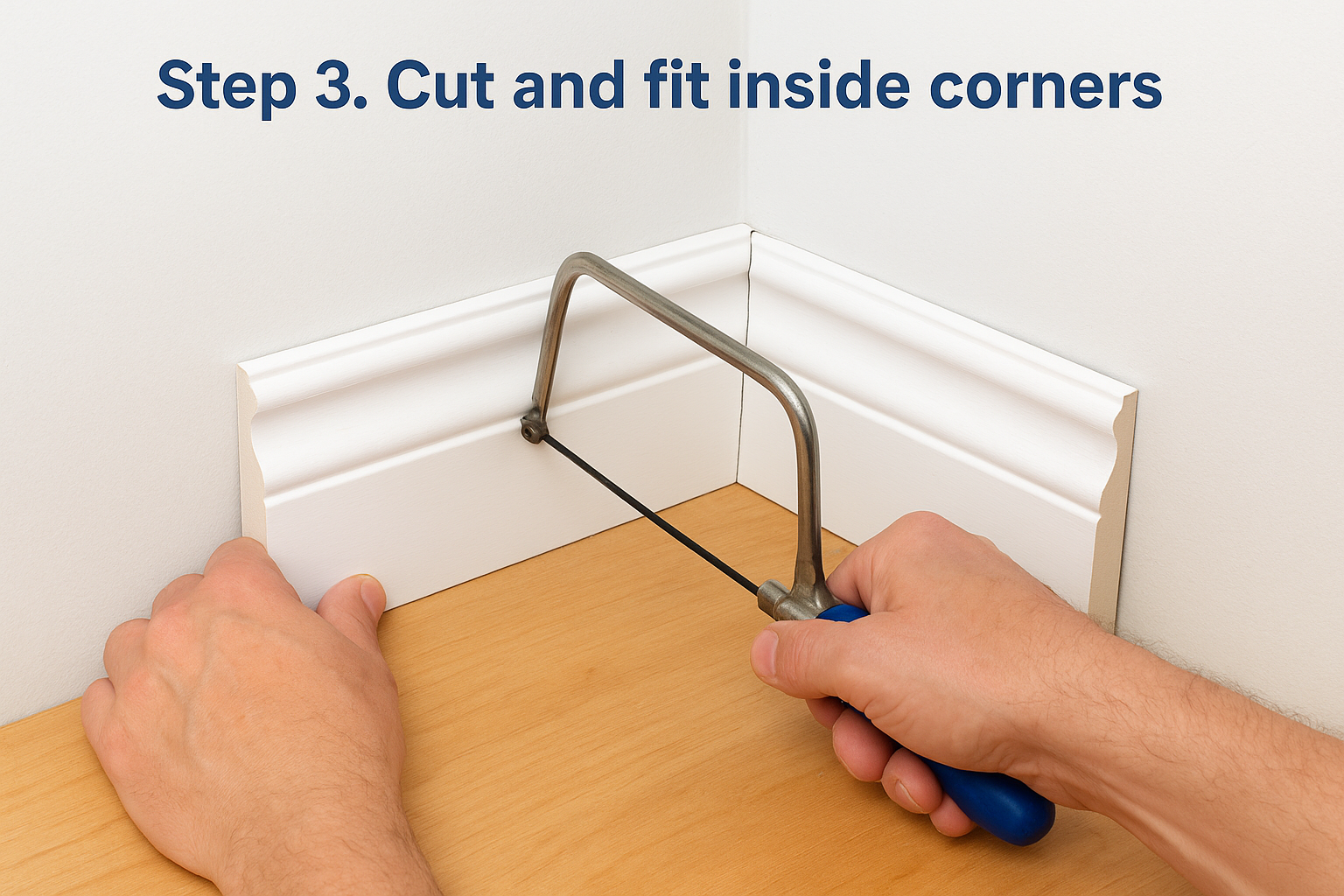 Step 3. Cut and fit inside corners
