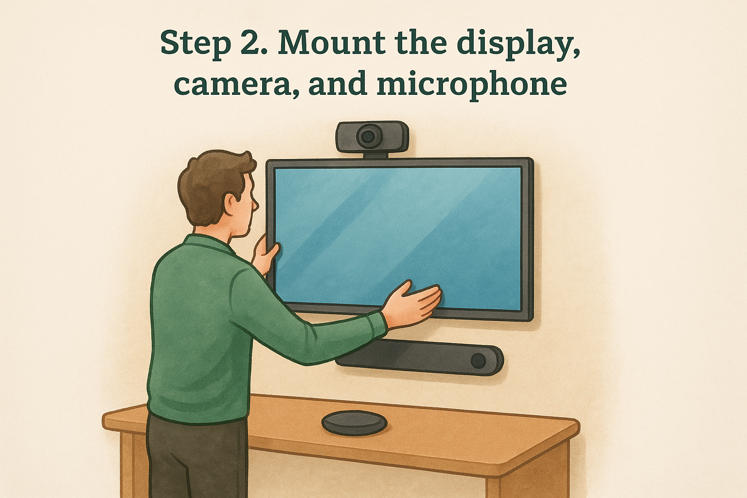 Step 2. Mount the display, camera, and microphone