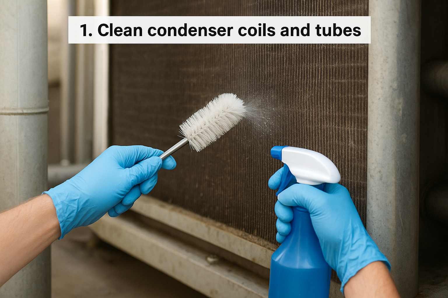 1. Clean condenser coils and tubes