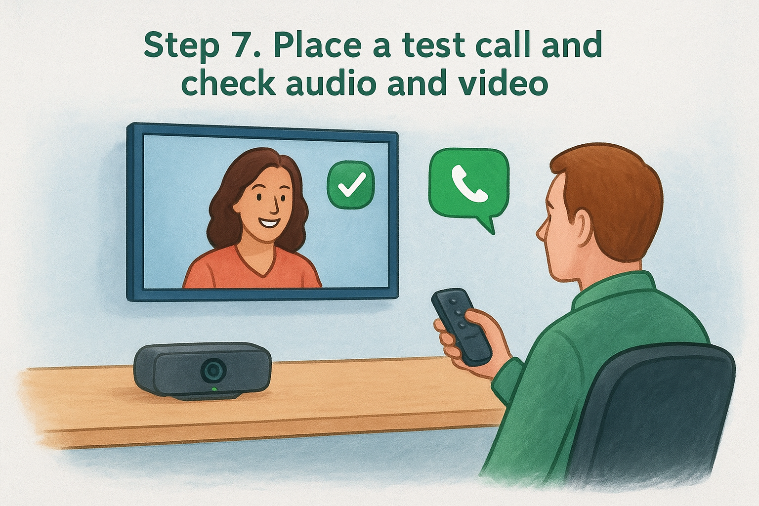 Step 7. Place a test call and check audio and video
