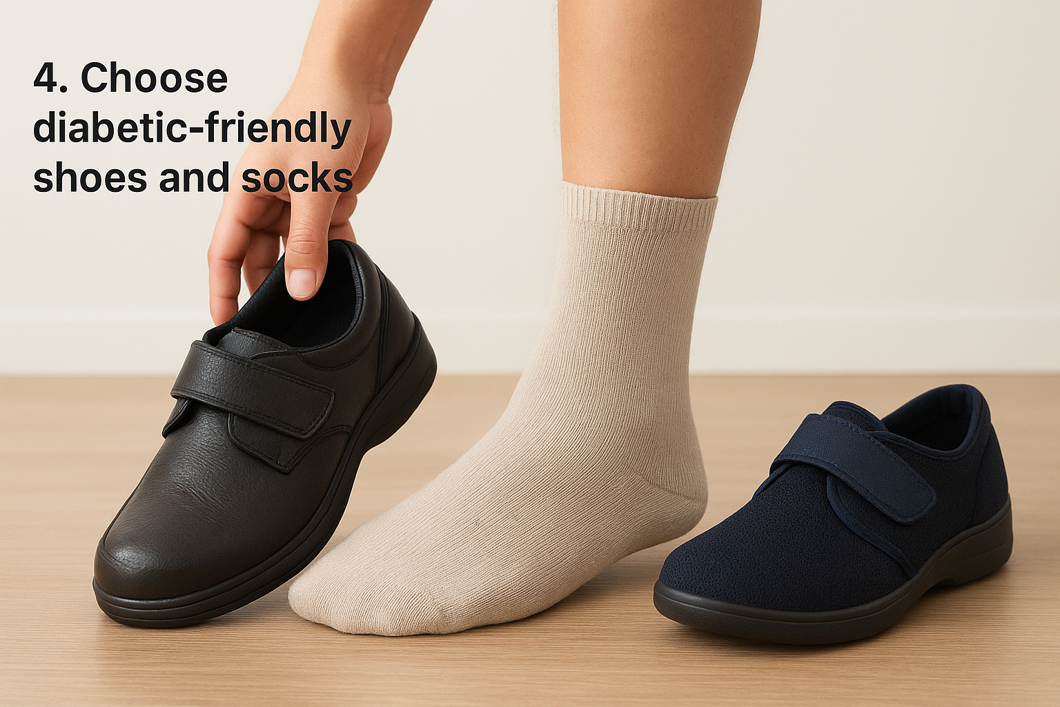 4. Choose diabetic-friendly shoes and socks