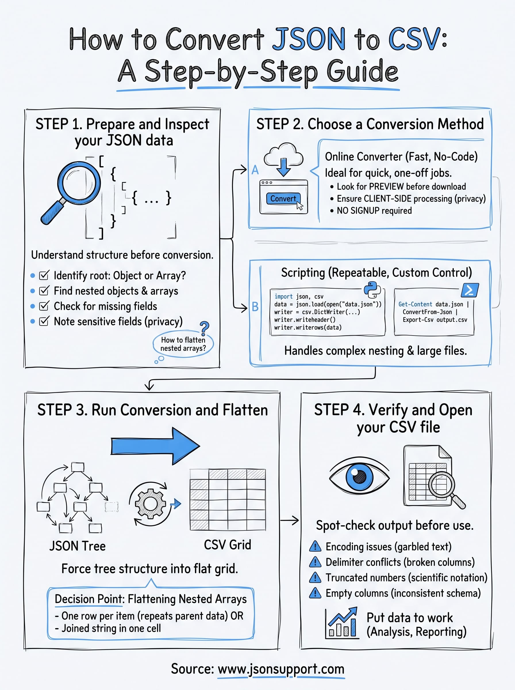 how to convert json to csv infographic