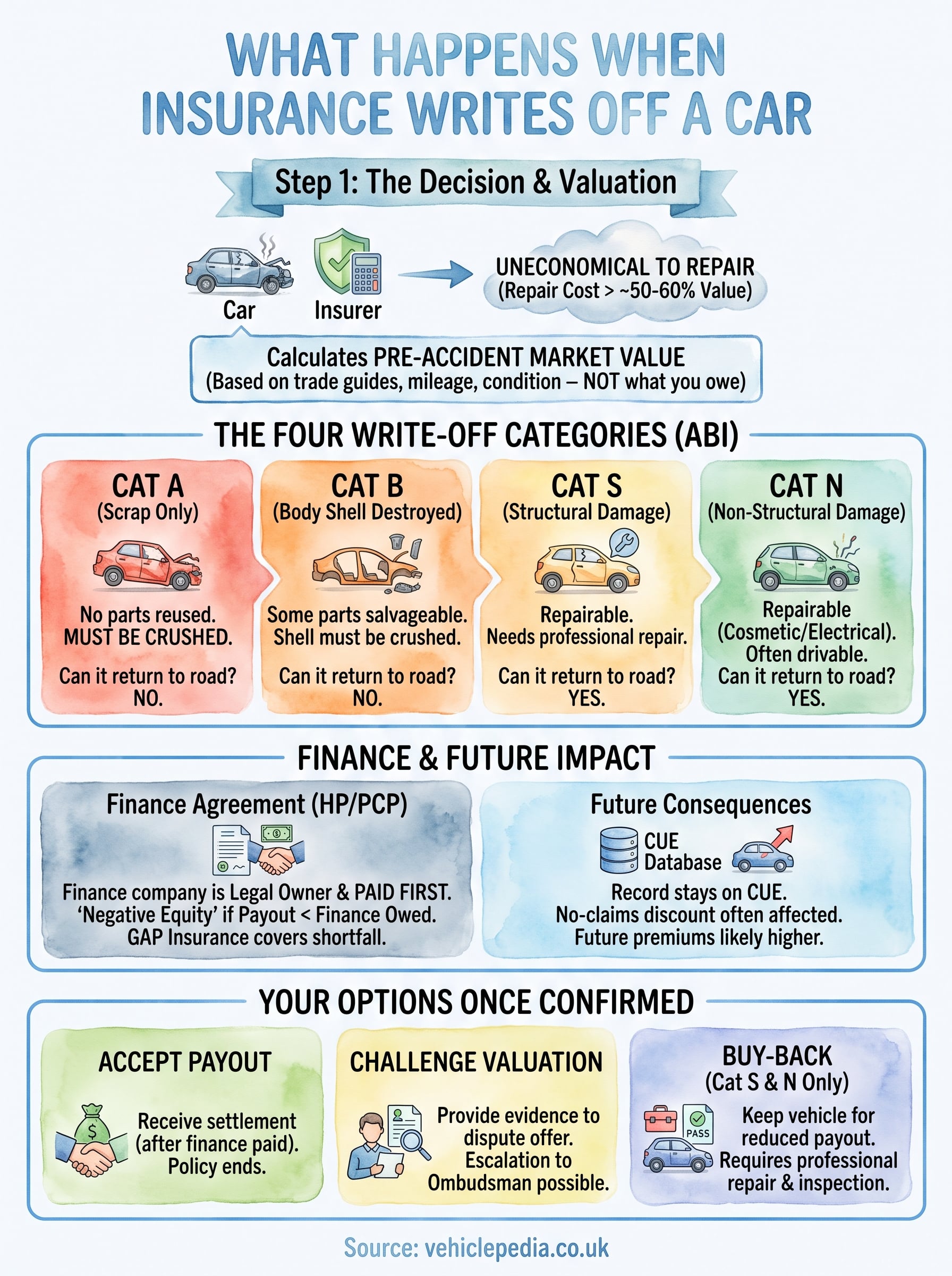 what happens when insurance writes off a car infographic