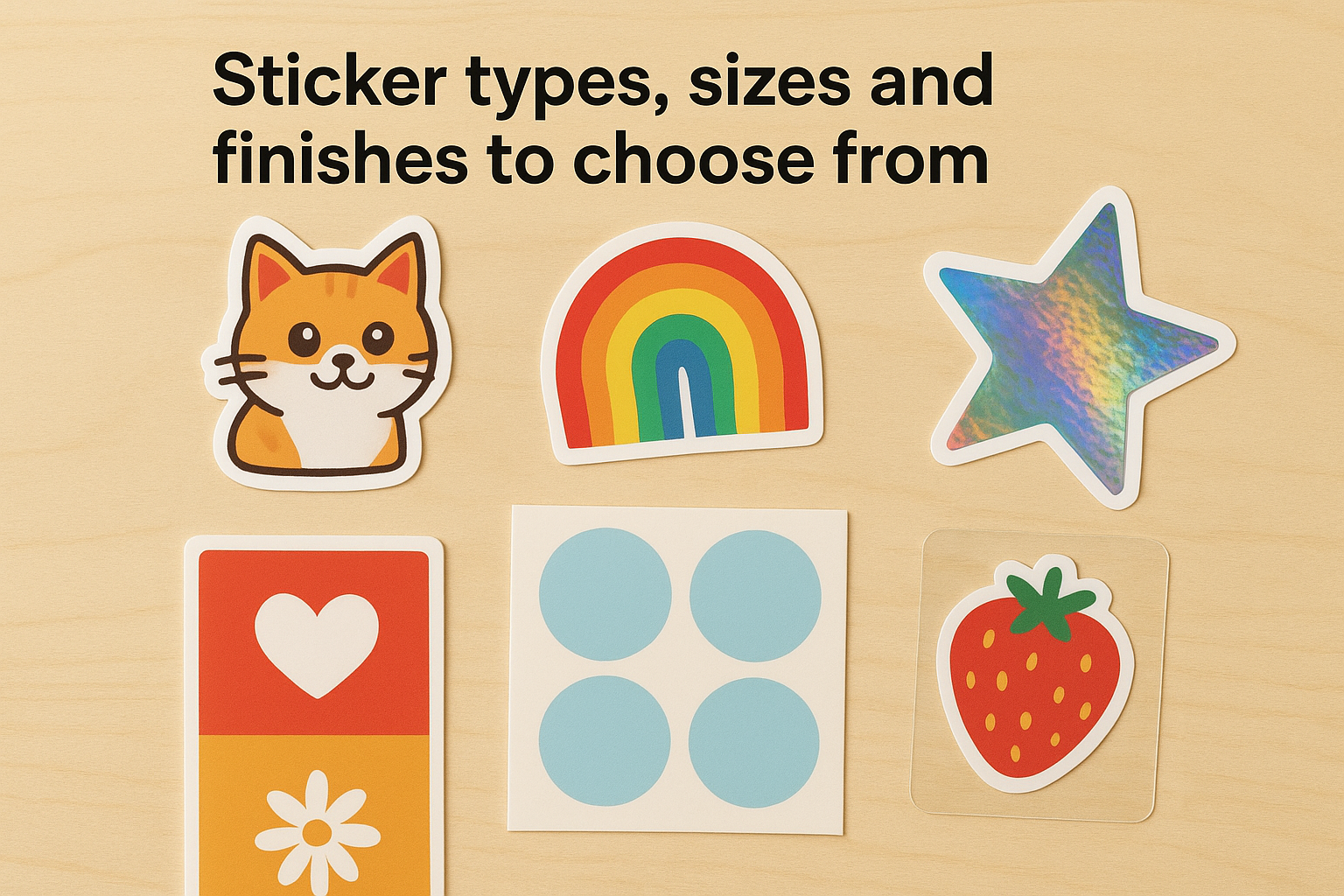 Sticker types, sizes and finishes to choose from