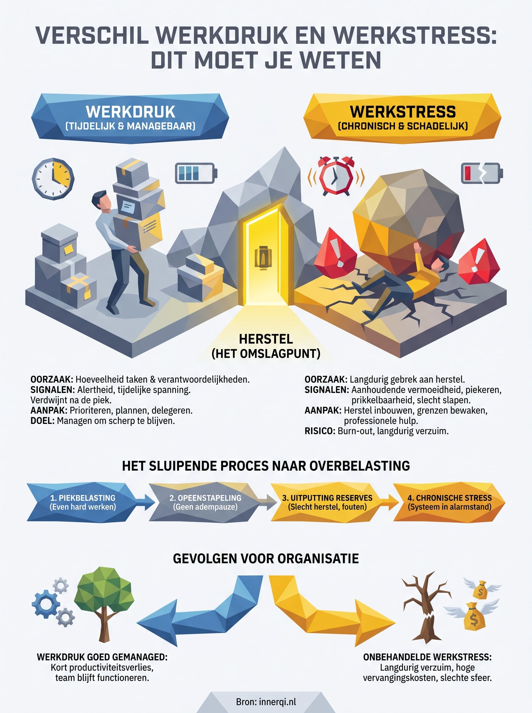 verschil werkdruk en werkstress infographic