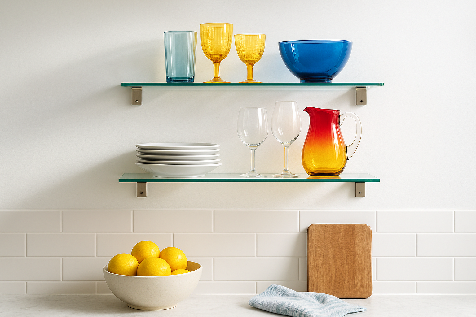 5. Glass floating shelves for display