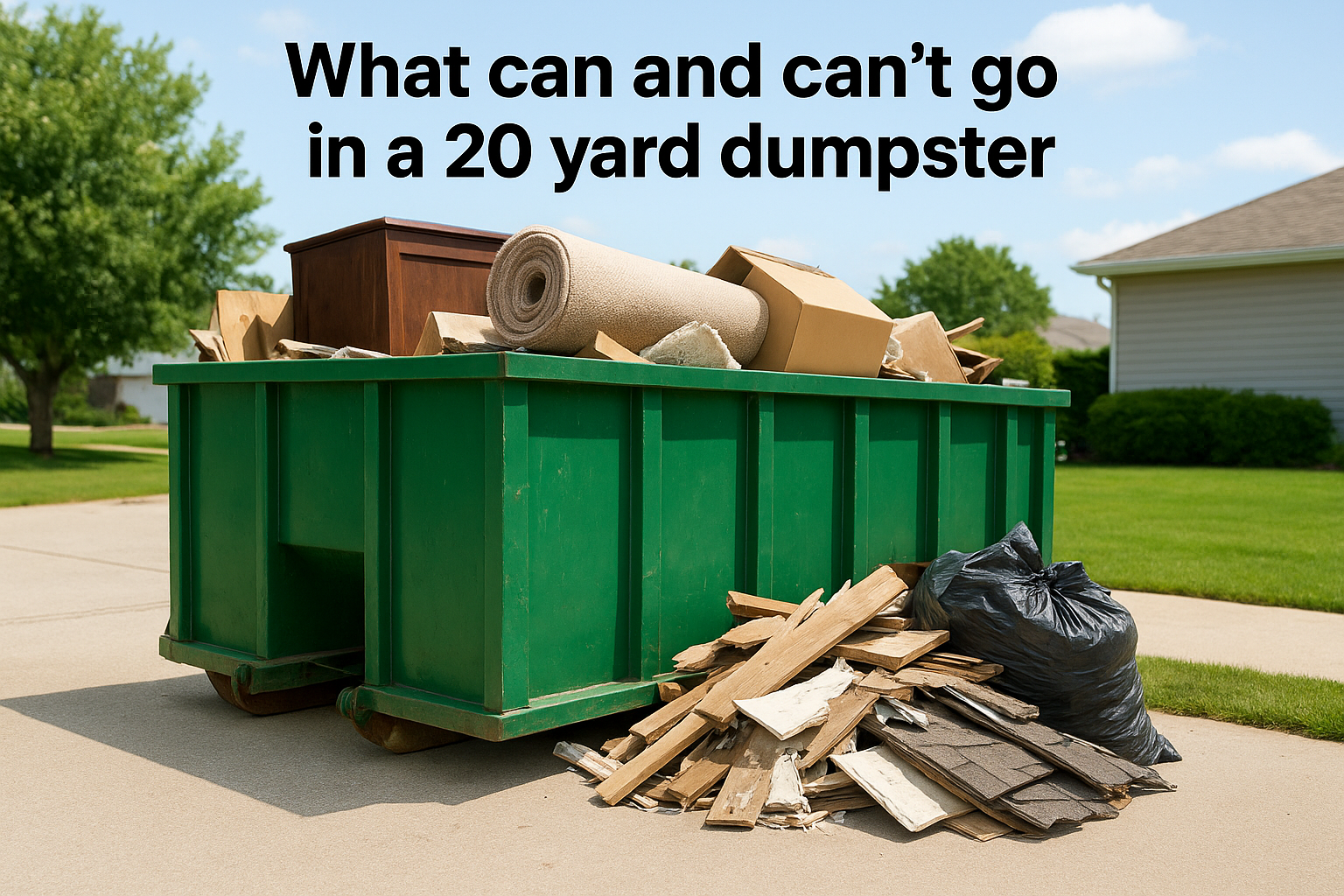 What can and can't go in a 20 yard dumpster