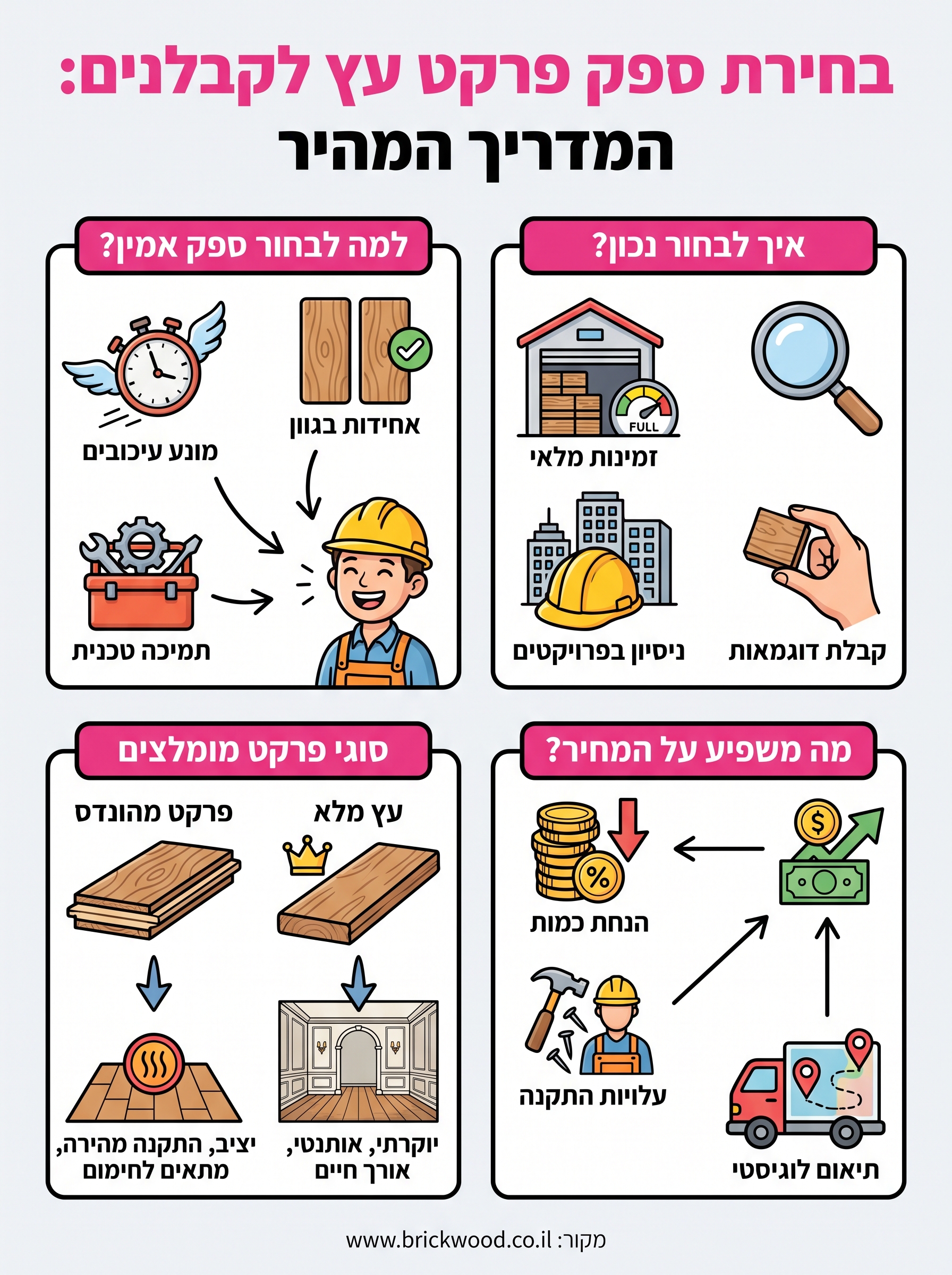 ספק פרקט עץ לקבלנים infographic