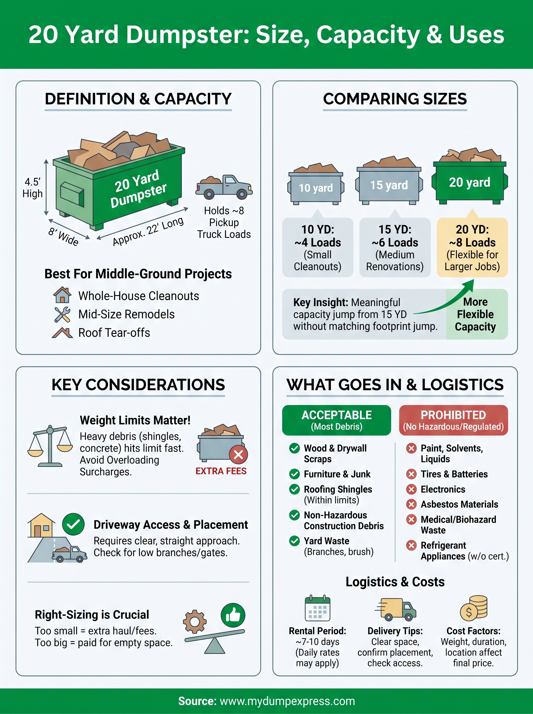 what is a 20 yard dumpster infographic