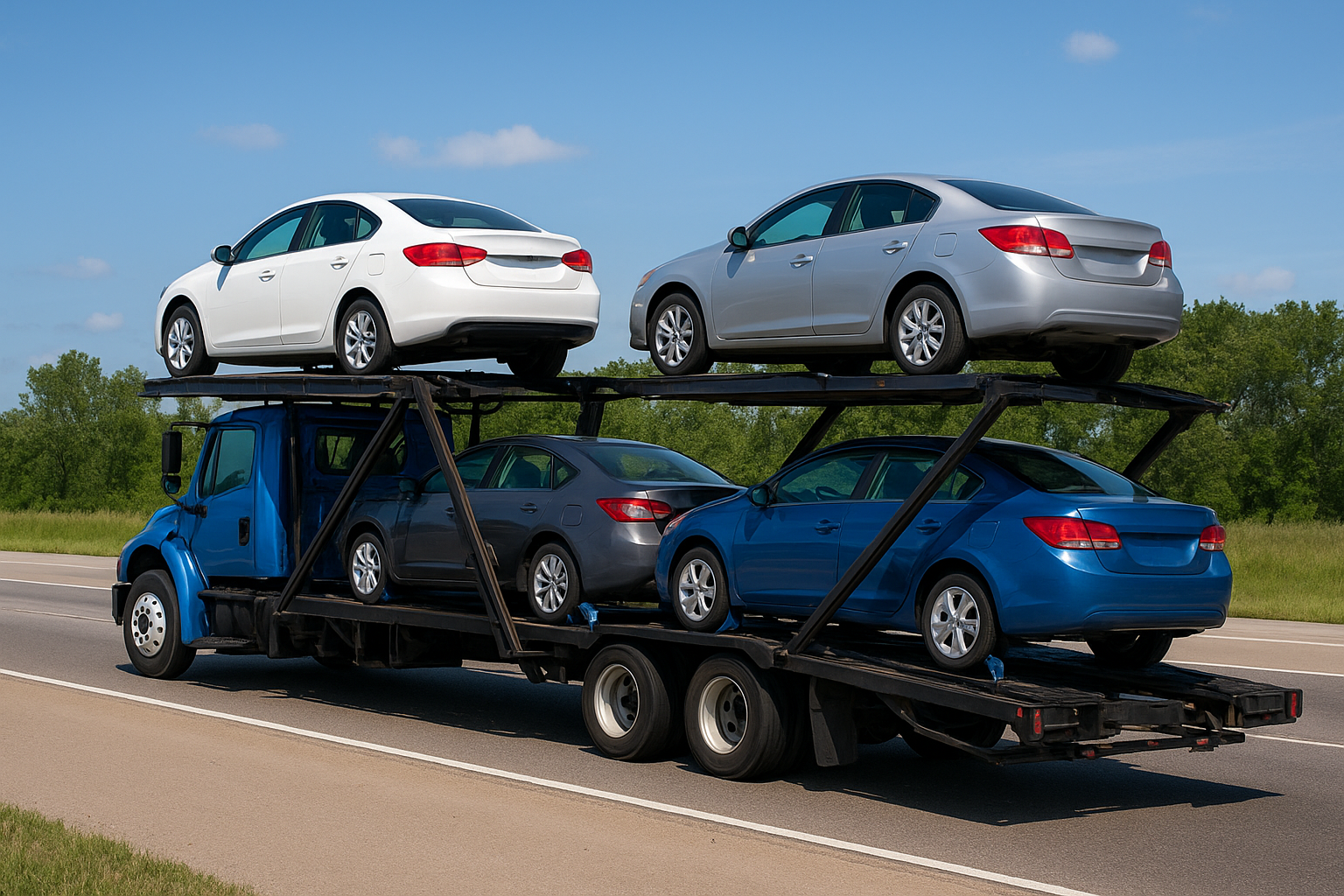 Types of Flatbed Tow Trucks: Rollback vs. Slide Bed Explained 4. Multi-car carrier flatbeds