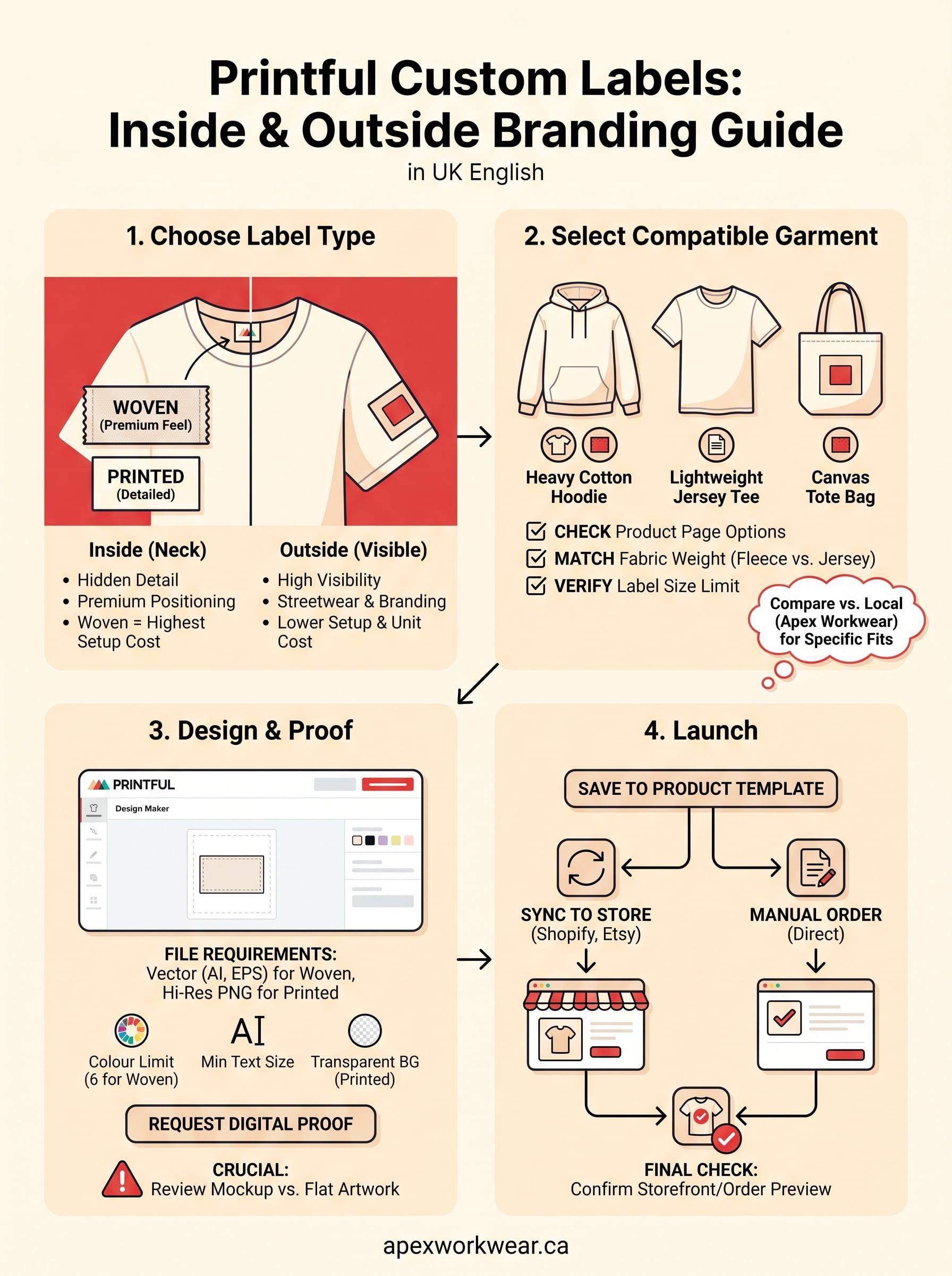 printful labels infographic