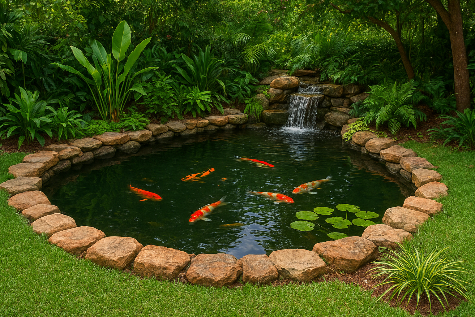 4. Add a koi pond or water feature for tranquility