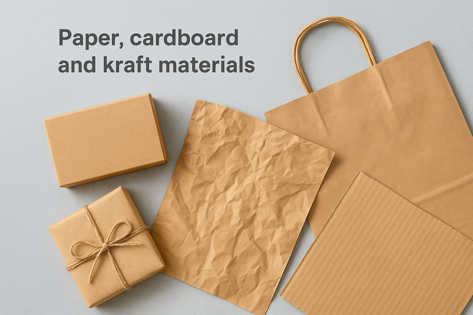 Paper, cardboard and kraft materials