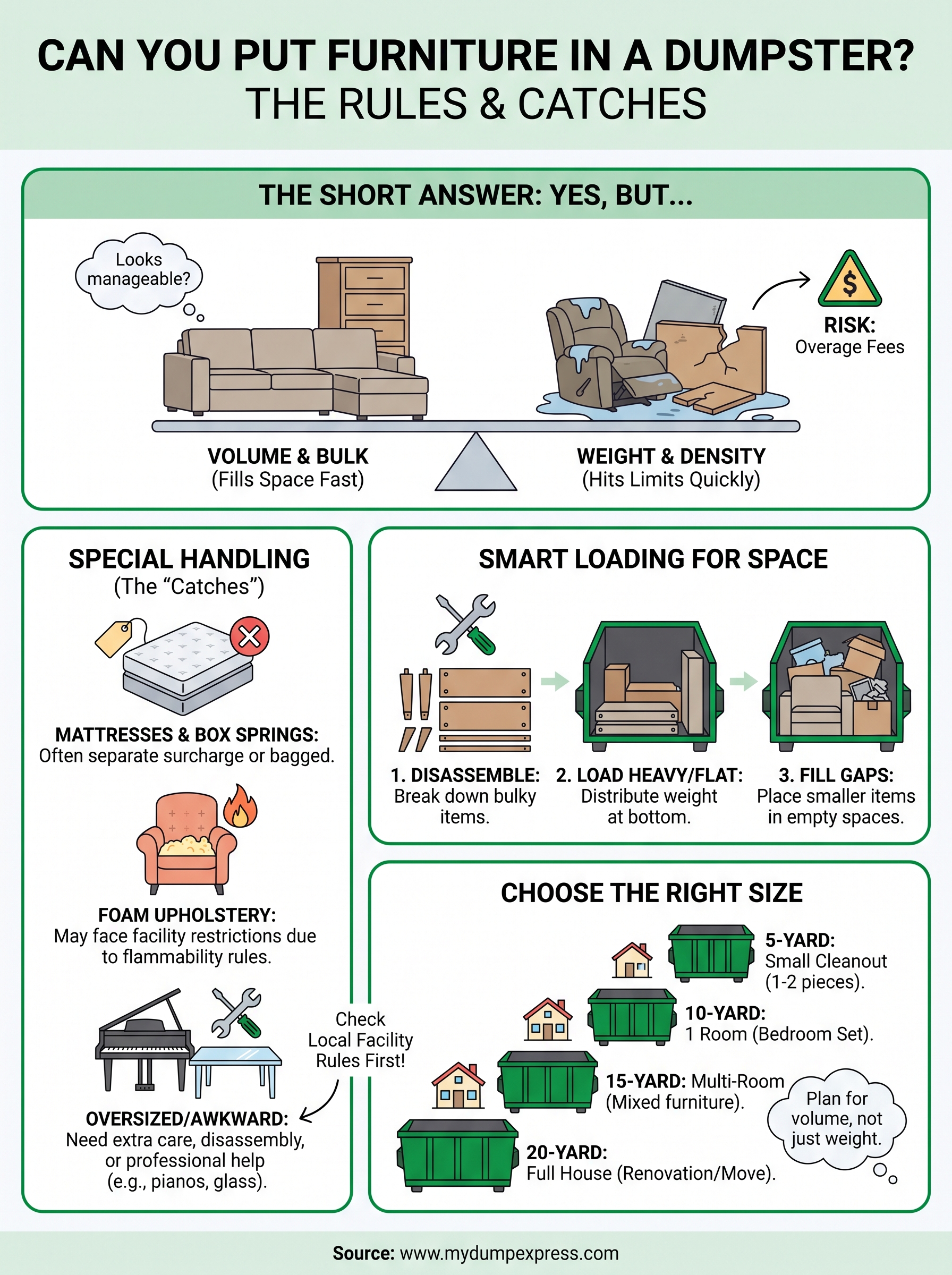 can you put furniture in a dumpster infographic
