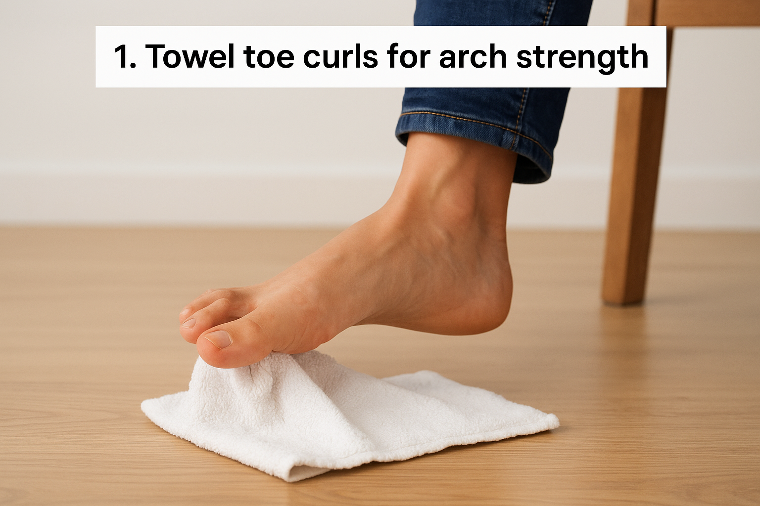 1. Towel toe curls for arch strength