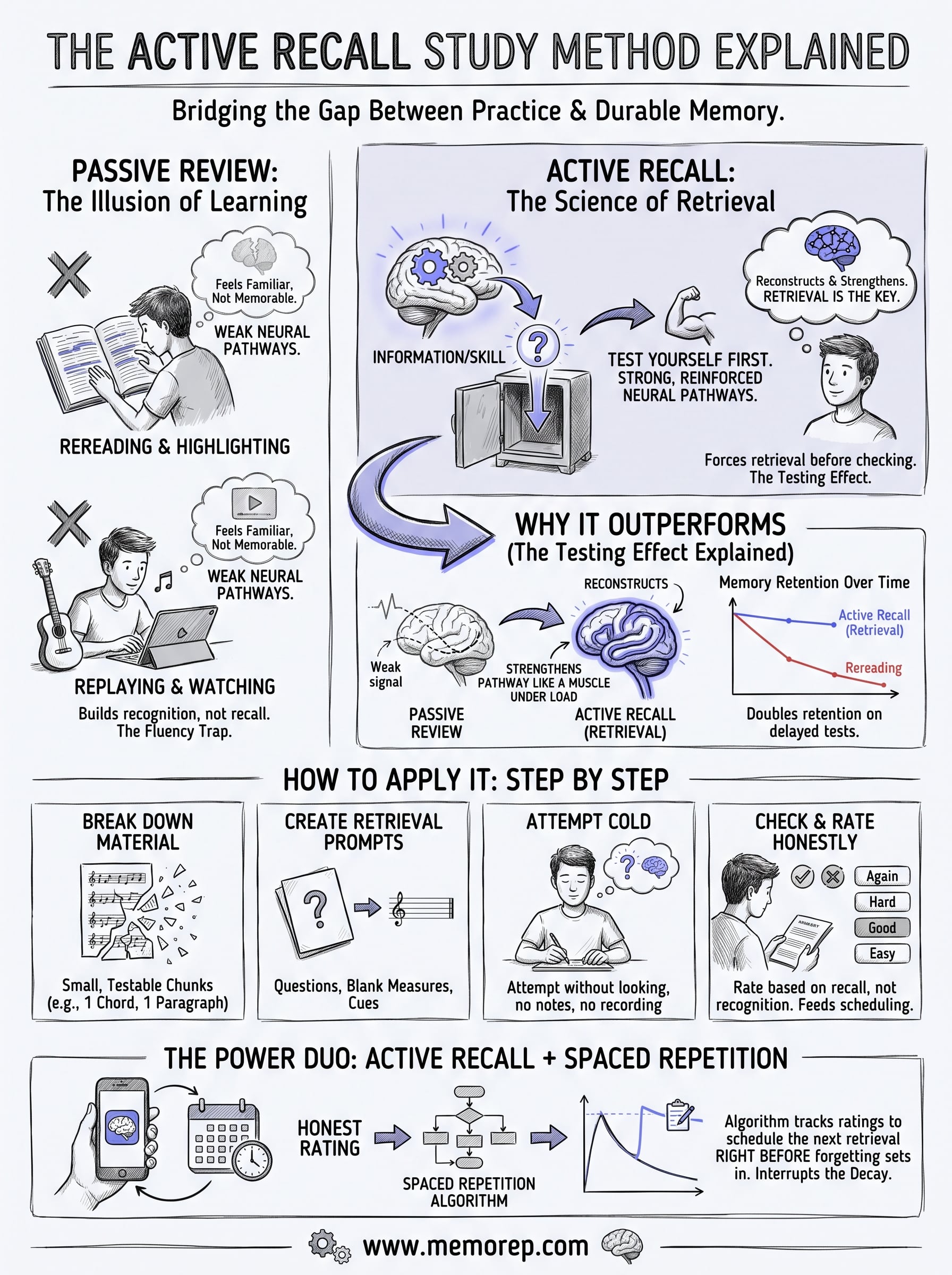 active recall study method explained infographic
