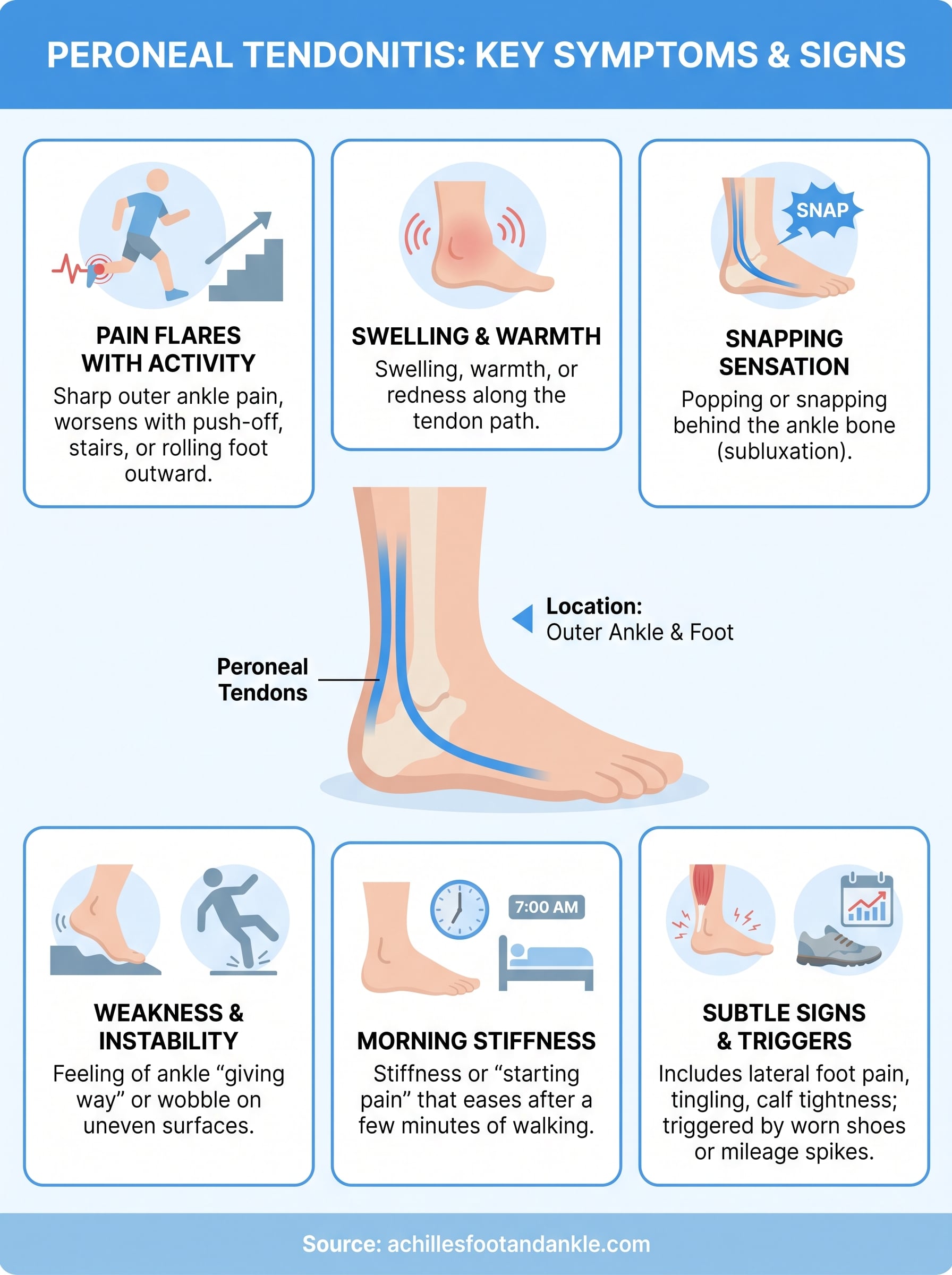 peroneal tendonitis symptoms infographic
