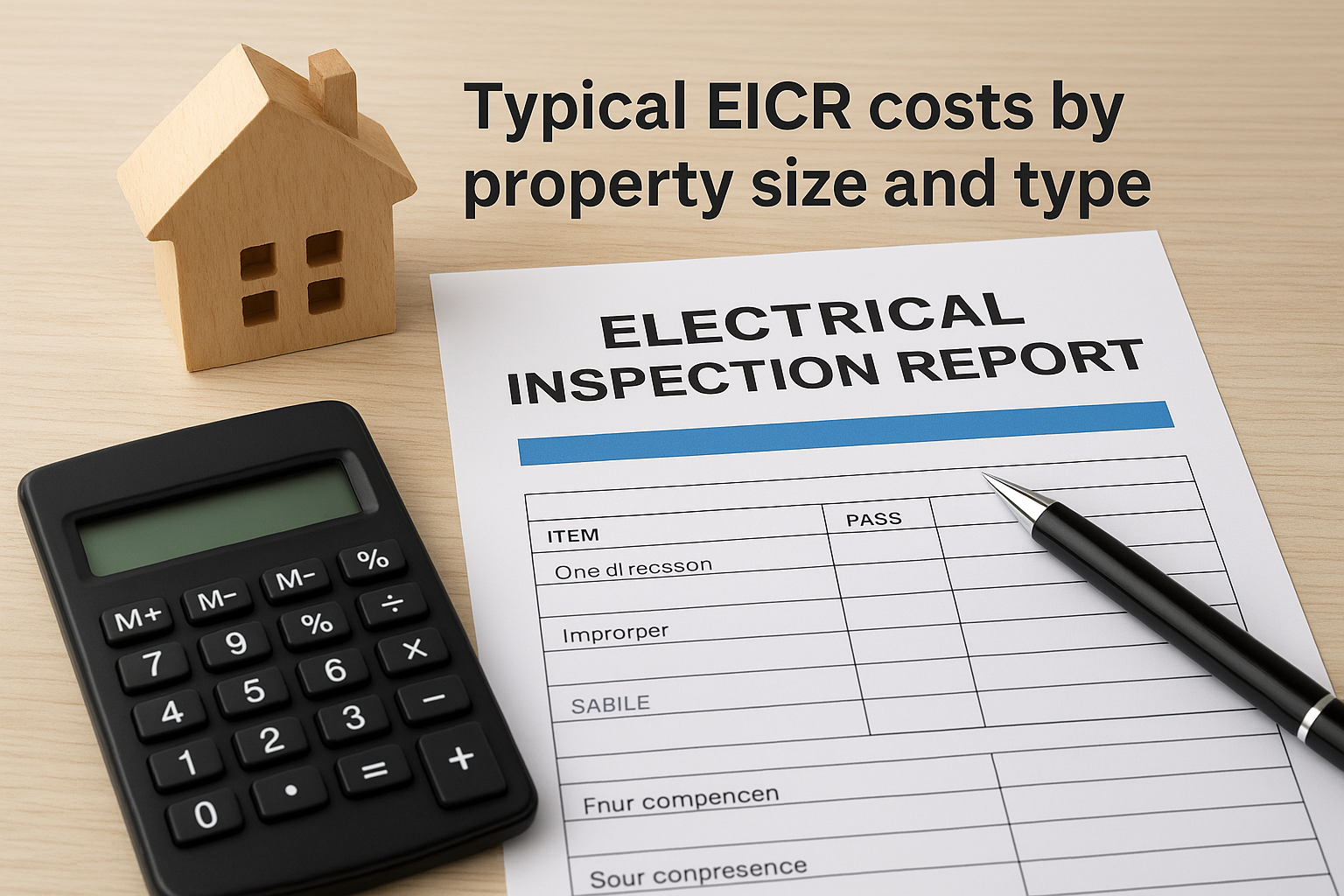 Typical EICR costs by property size and type