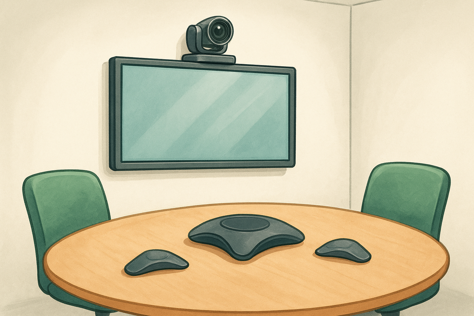 Position the camera and display for the room