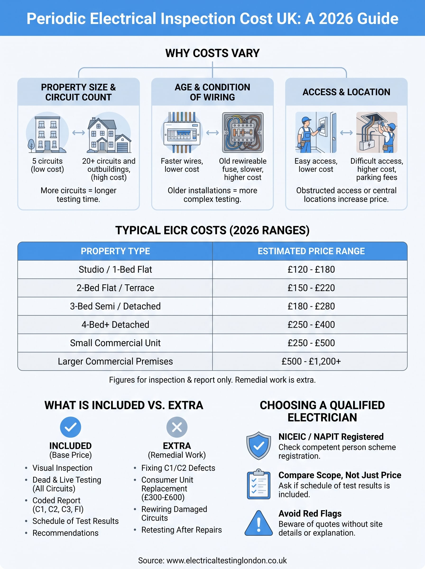 periodic electrical inspection cost uk infographic