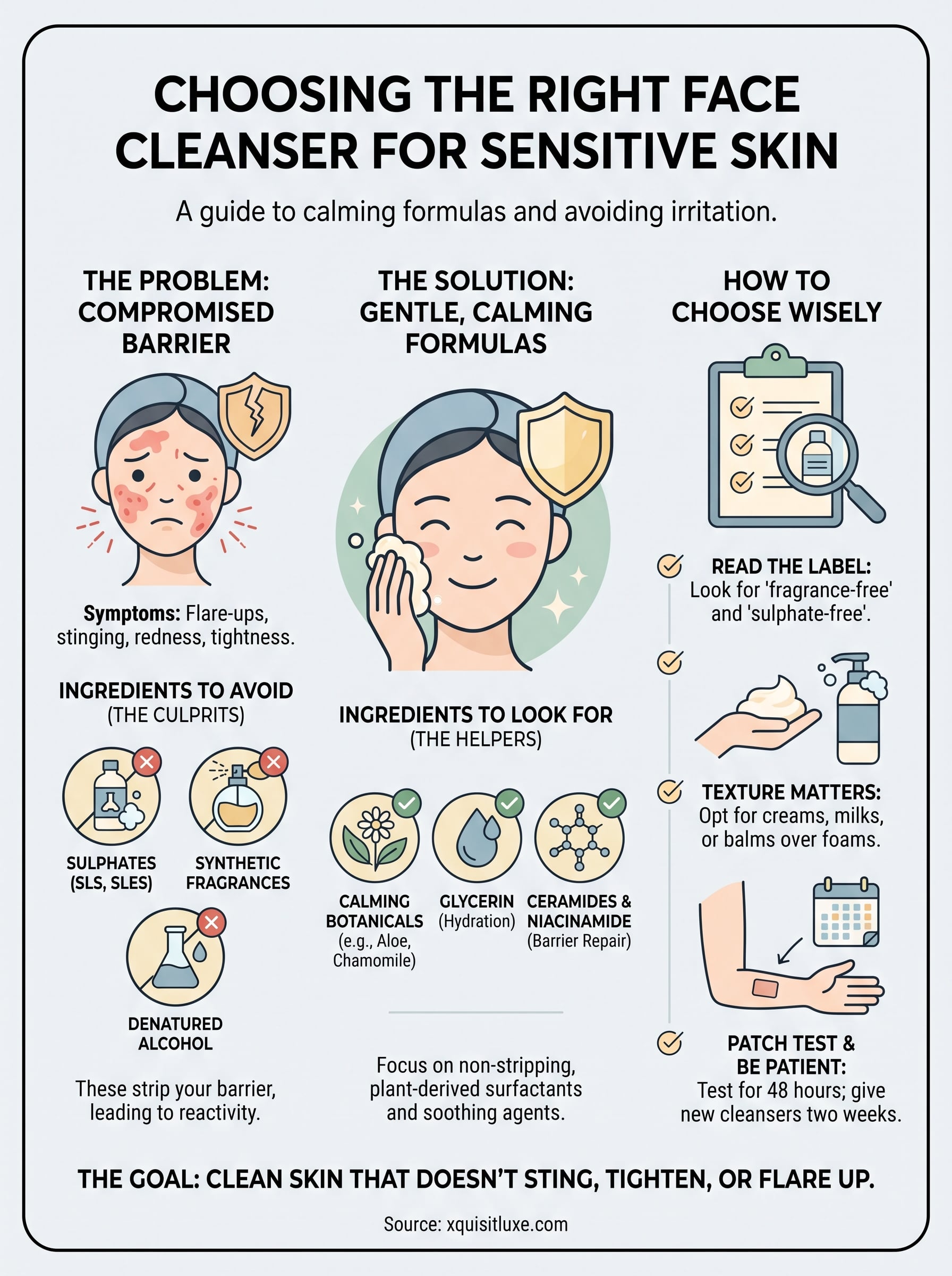 face cleanser for sensitive skin infographic
