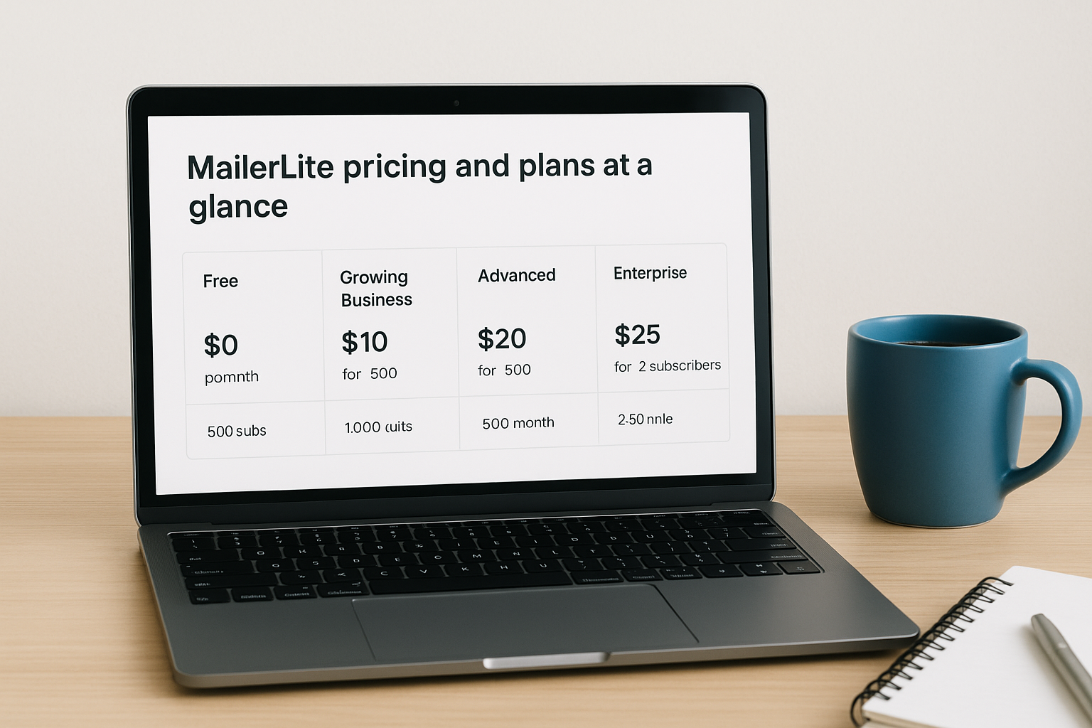 MailerLite pricing and plans at a glance