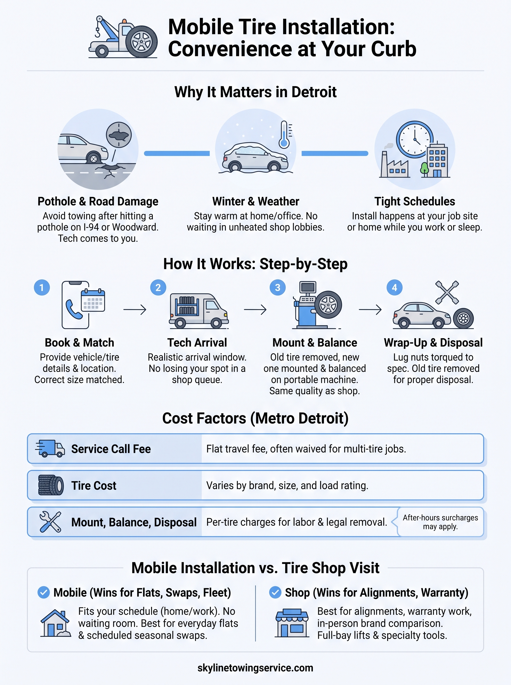 Mobile Tire Installation in Detroit: What It Is & What It Costs mobile tire installation infographic