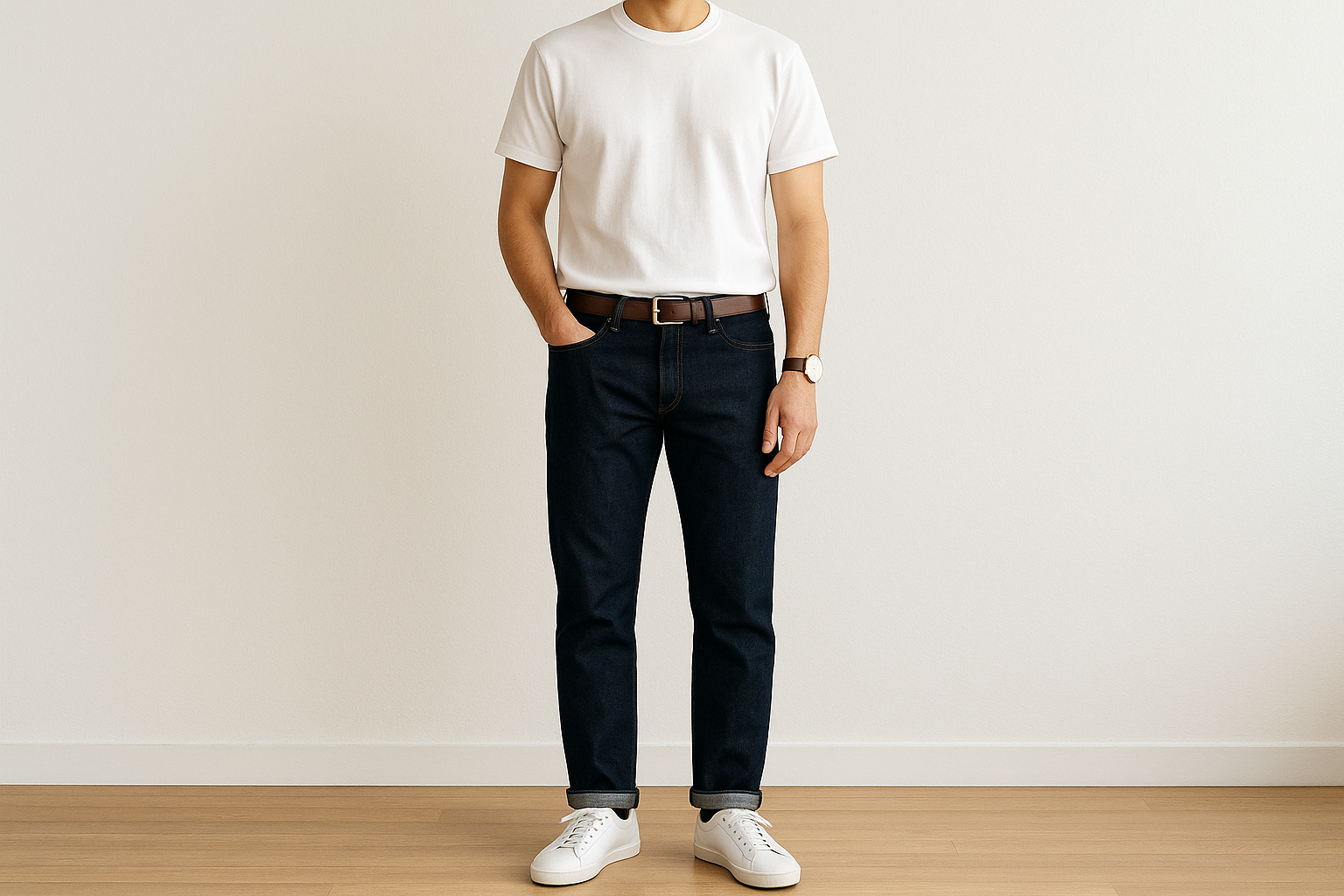1. The minimalist staple: white tee and dark denim