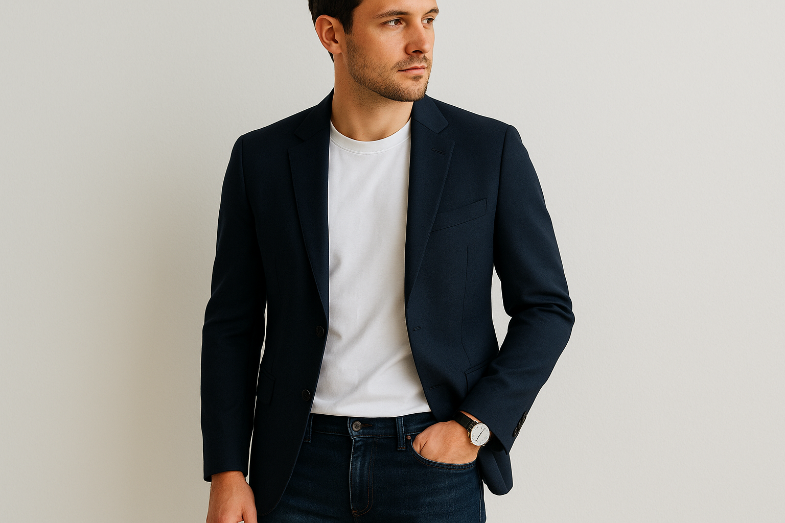 3. The smart-casual combo: white tee and a blazer