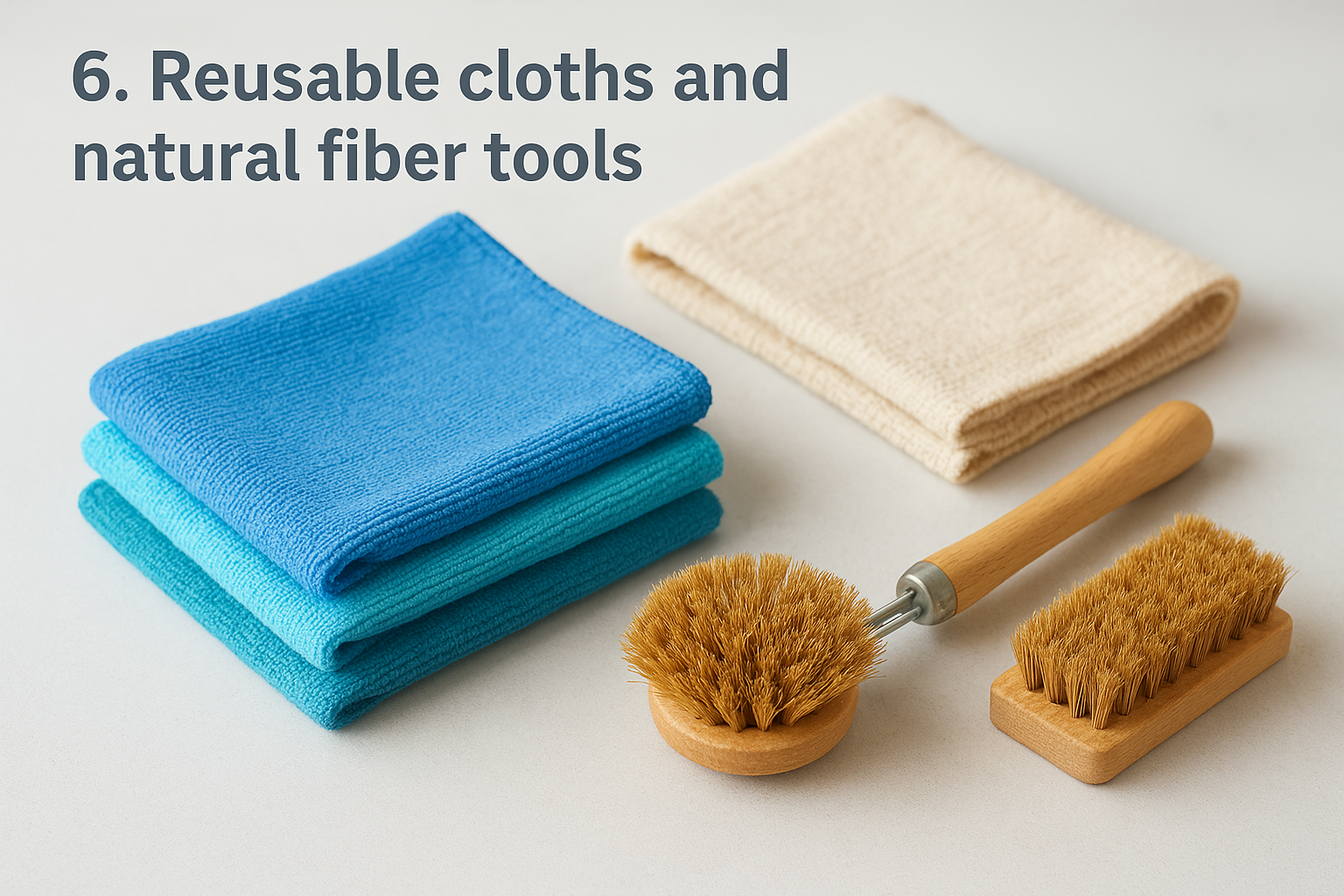 6. Reusable cloths and natural fiber tools