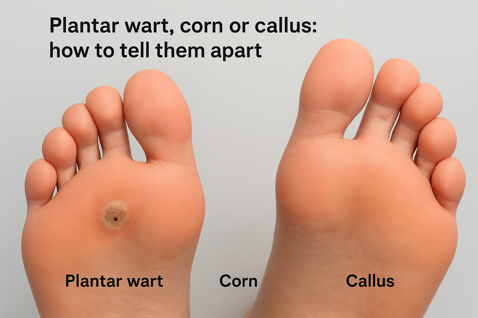 Plantar wart, corn or callus: how to tell them apart