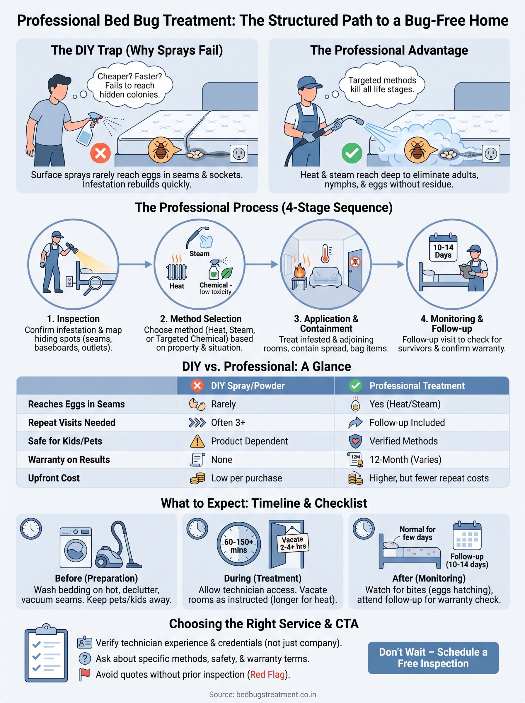 Pest Control Services for Bed Bugs: What to Expect 3 pest control services for bed bugs infographic