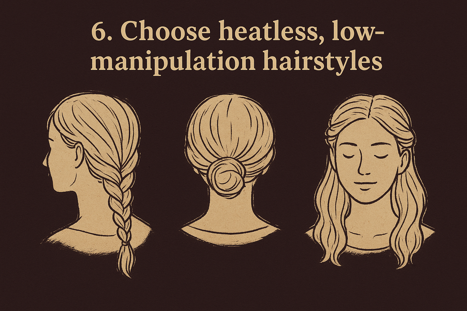 6. Choose heatless, low-manipulation hairstyles