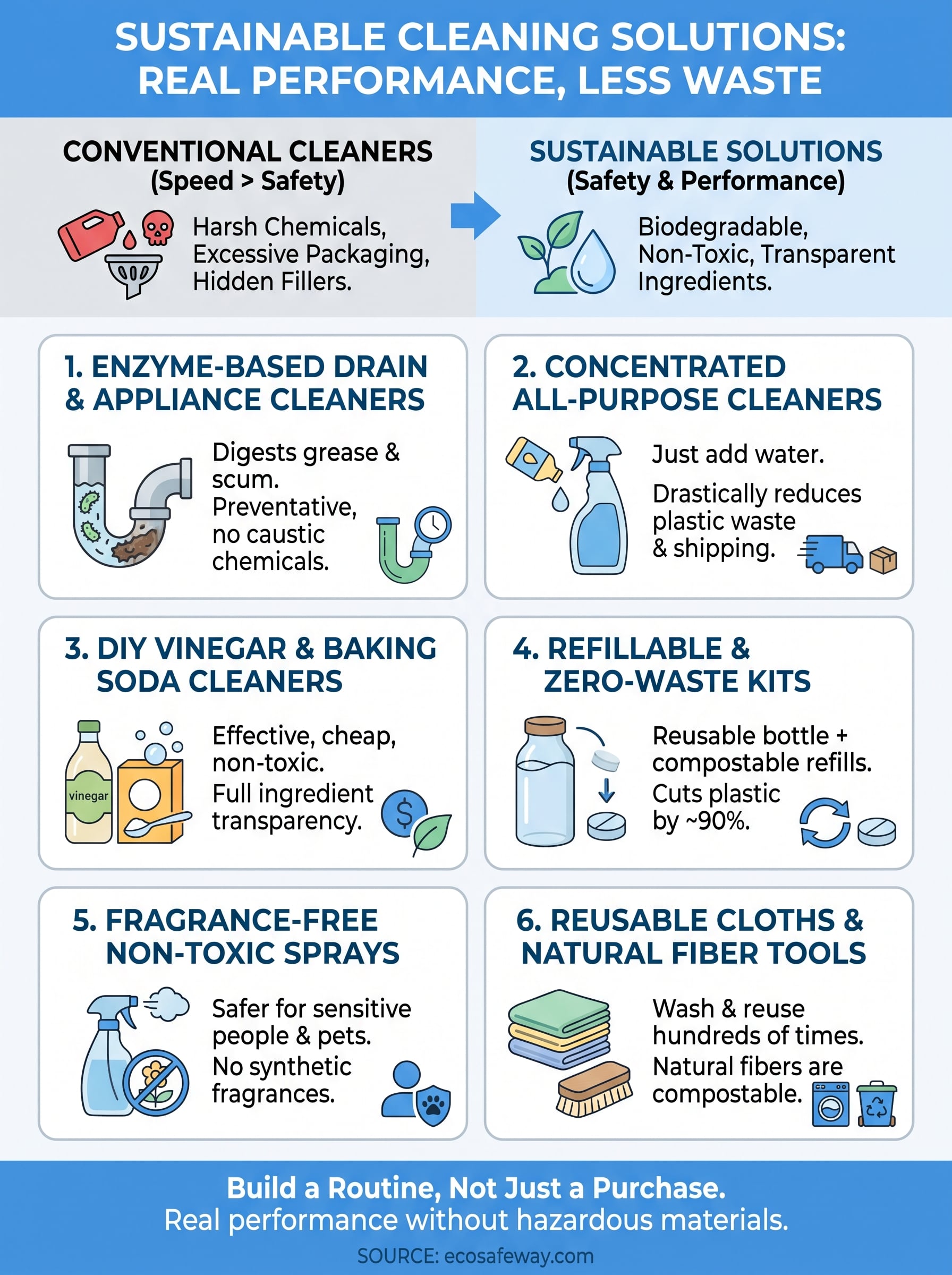 sustainable cleaning solutions infographic
