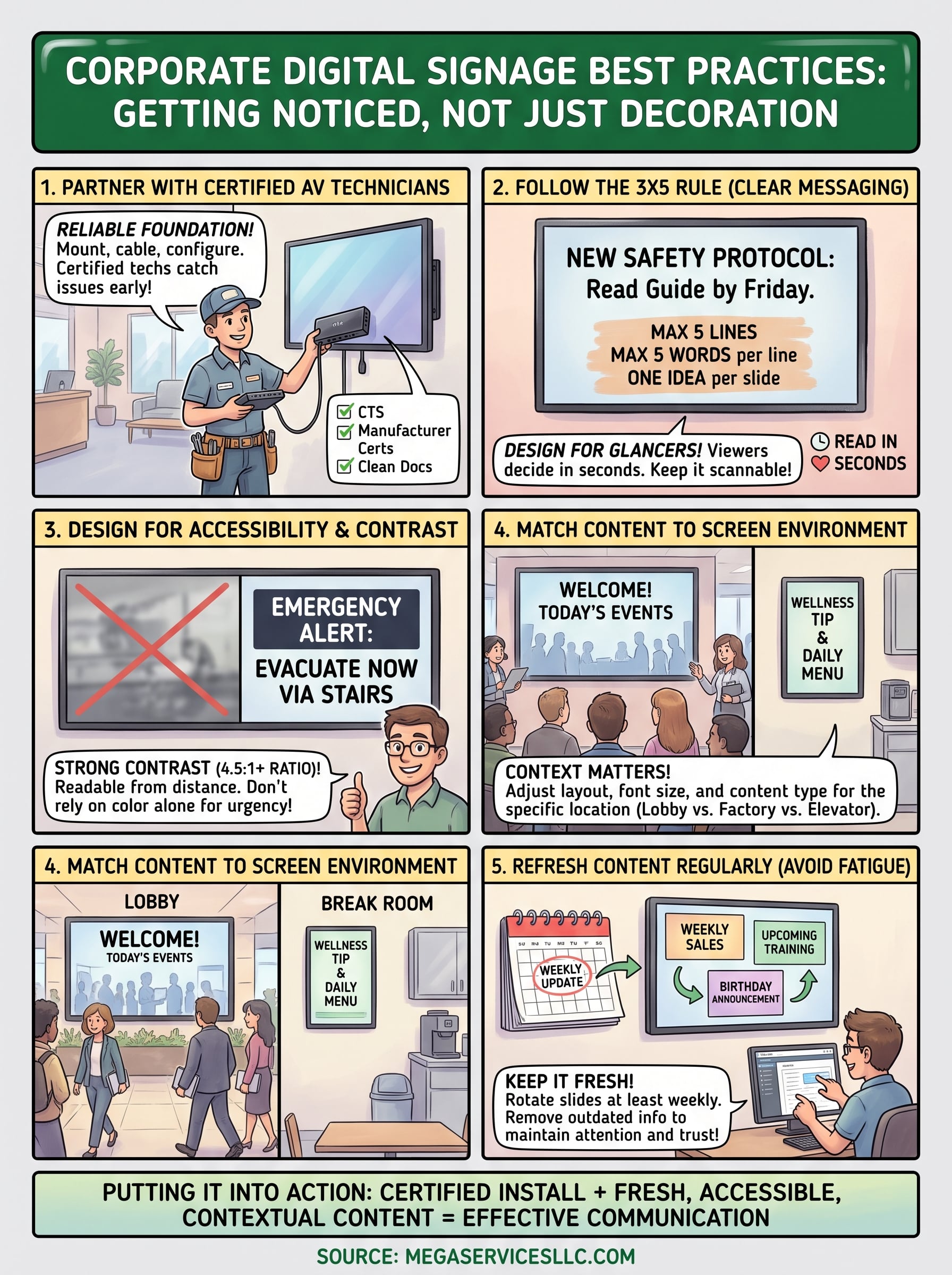 corporate digital signage best practices infographic