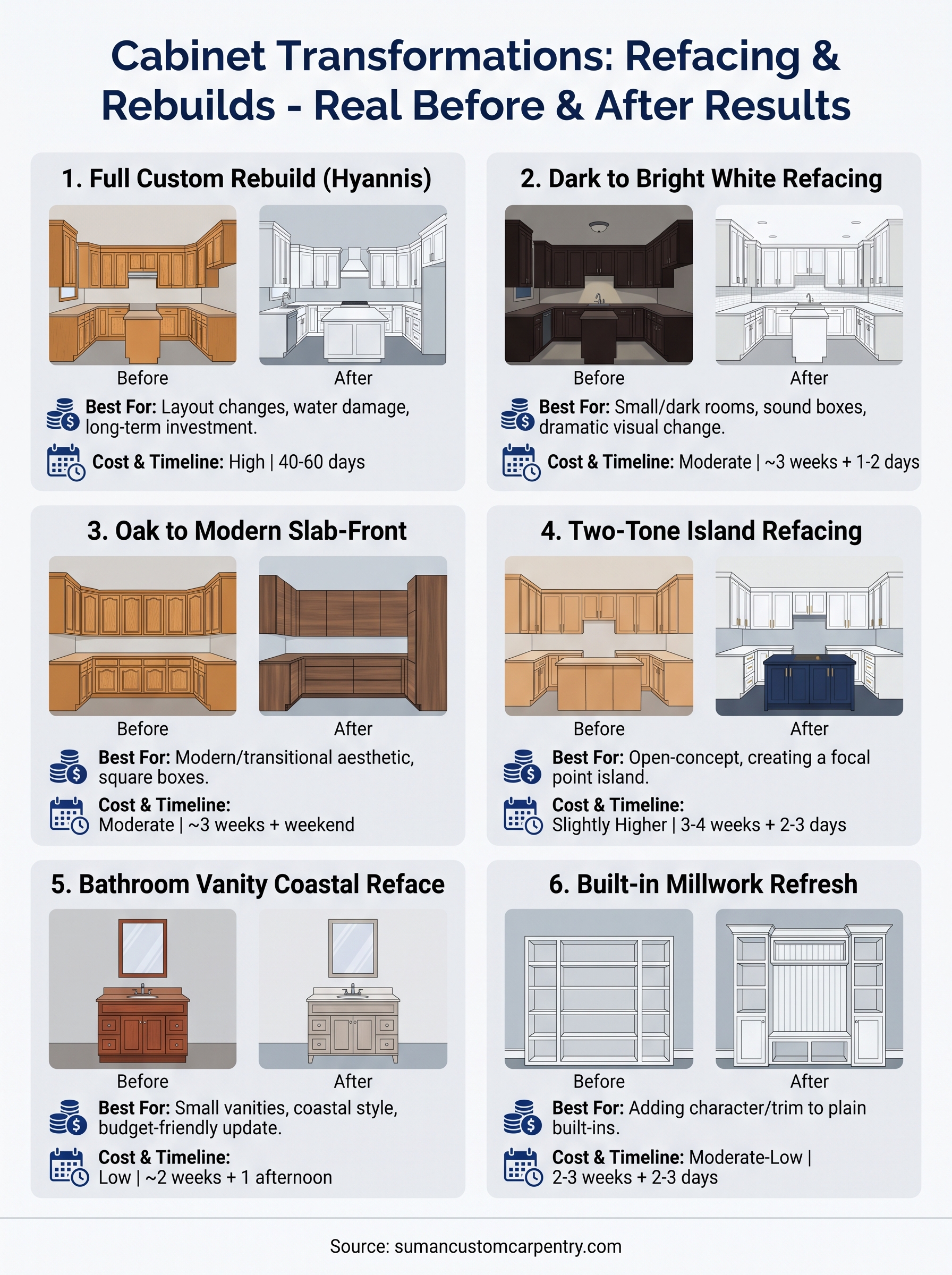 cabinet refacing before and after infographic