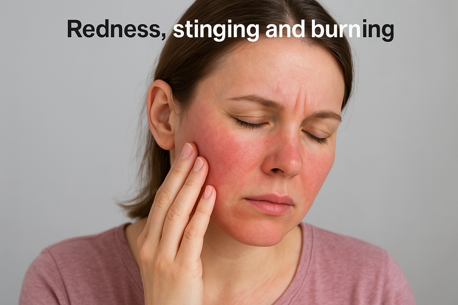Redness, stinging and burning