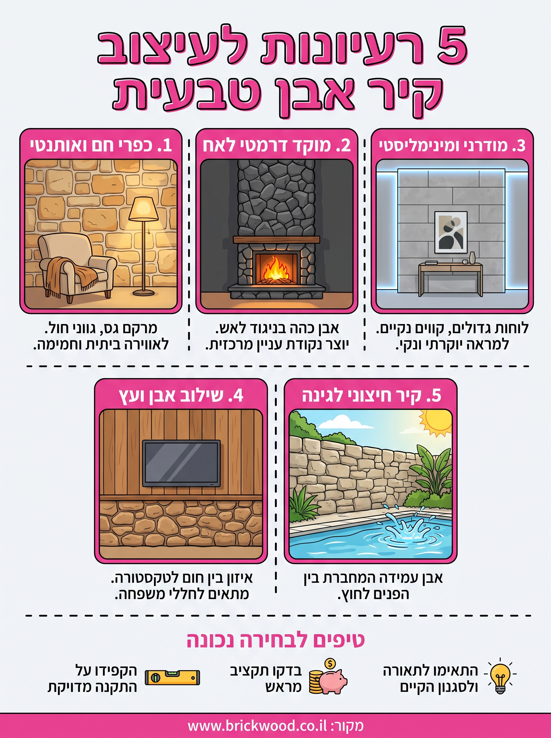 עיצוב קיר אבן טבעית infographic